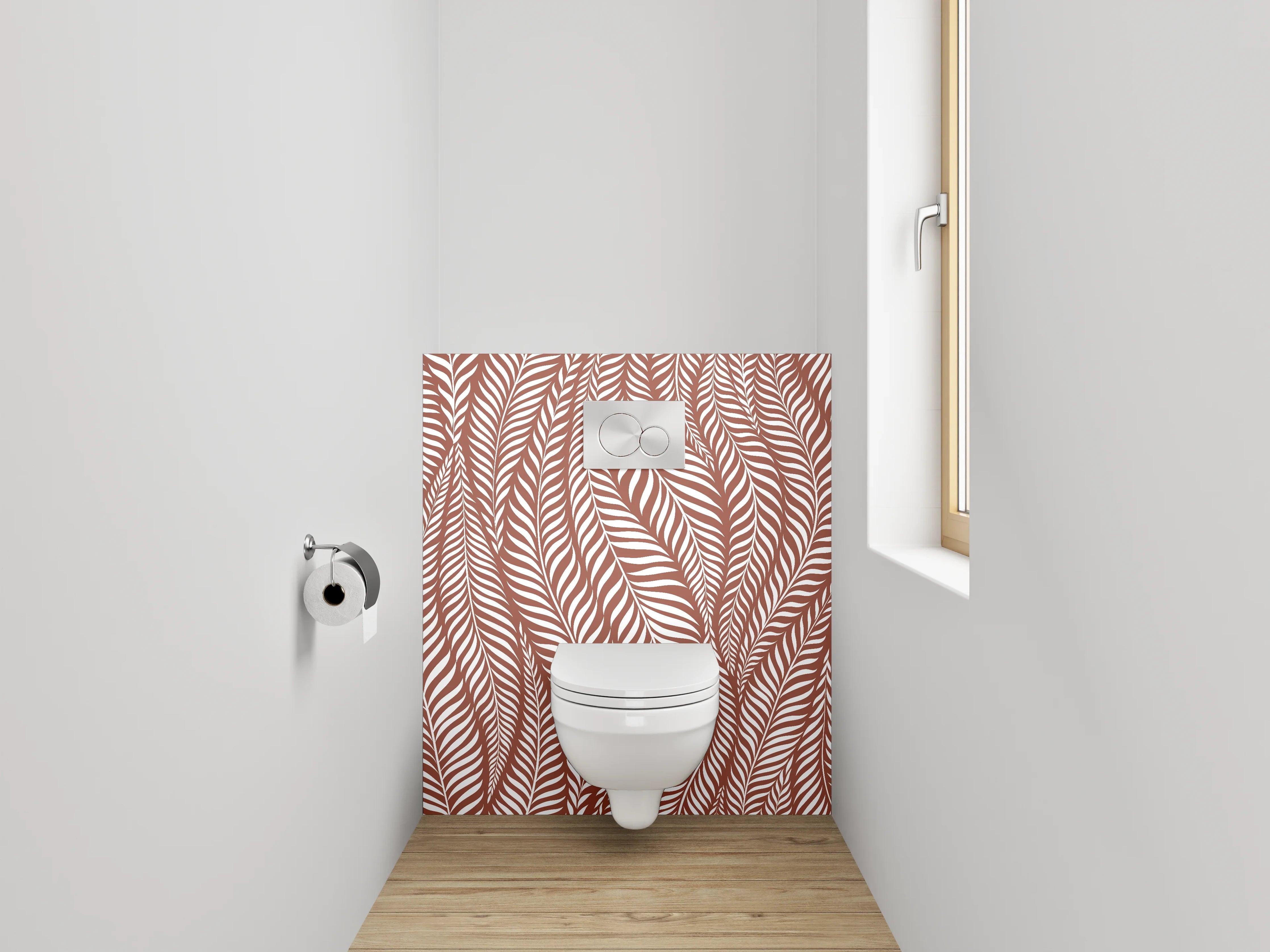 WC-Rückwand - Braunes Blattmuster Natur Design