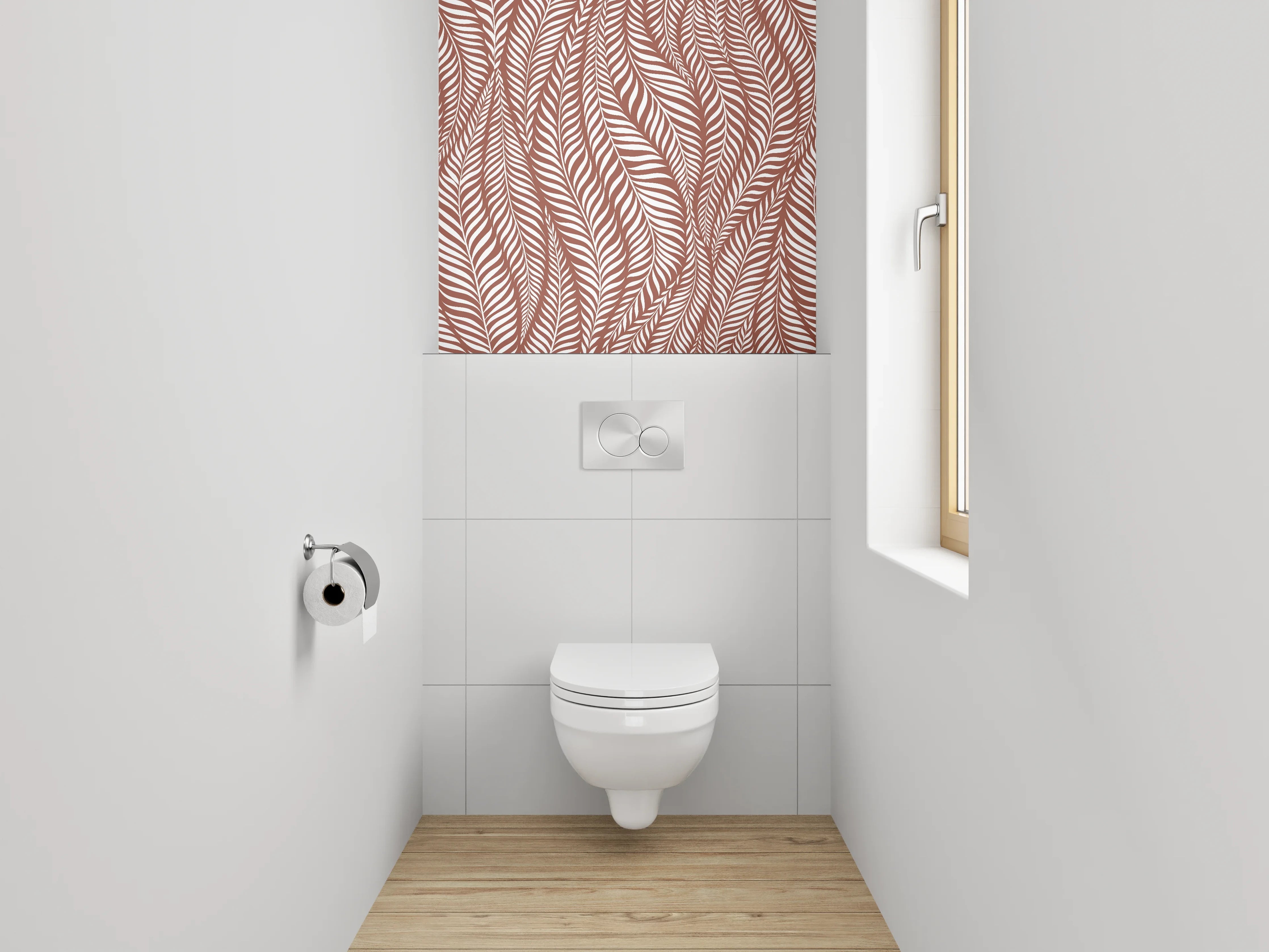 WC-Rückwand - Braunes Blattmuster Natur Design
