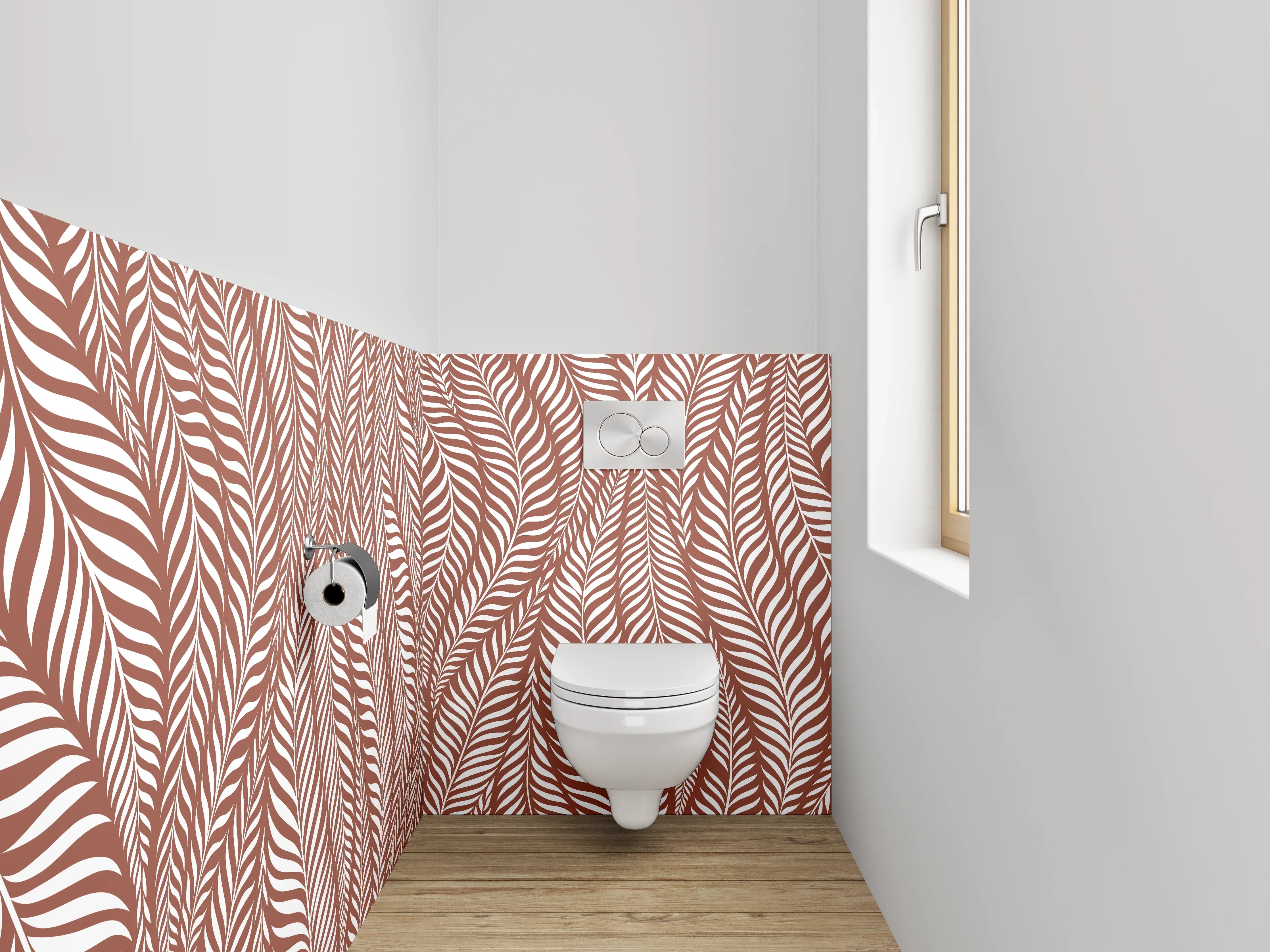 WC-Rückwand - Braunes Blattmuster Natur Design