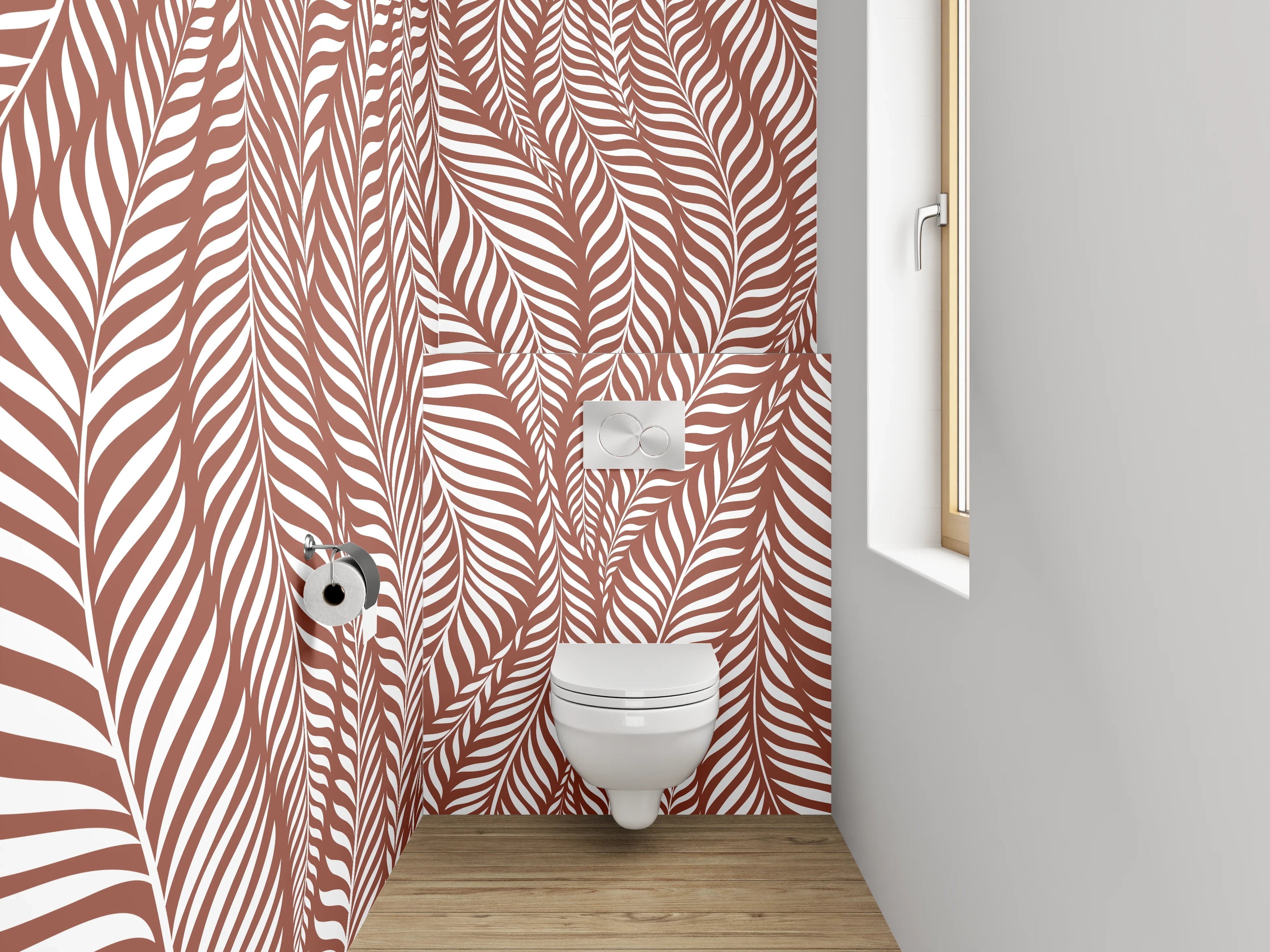 WC-Rückwand - Braunes Blattmuster Natur Design