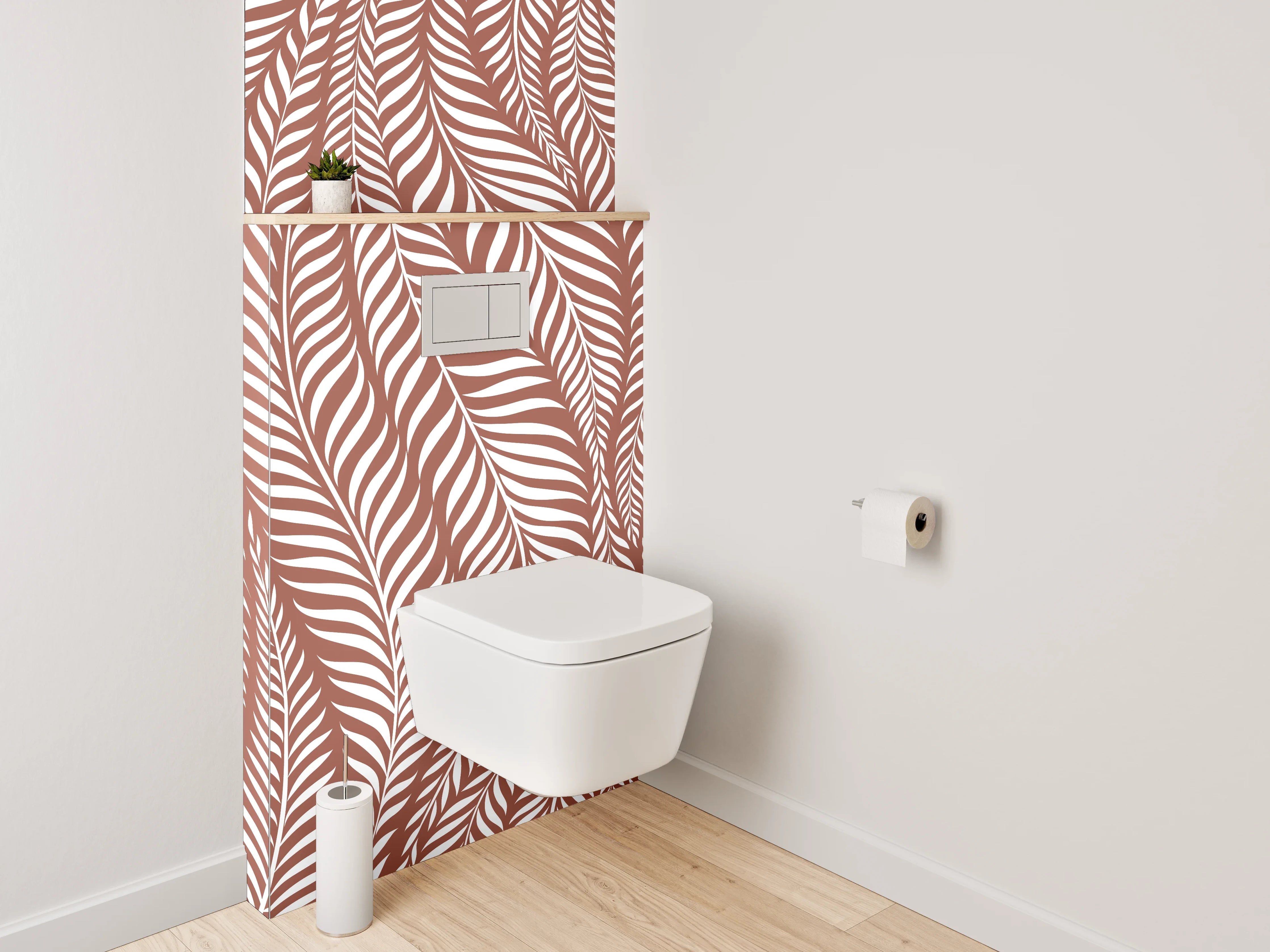 WC-Rückwand - Braunes Blattmuster Natur Design