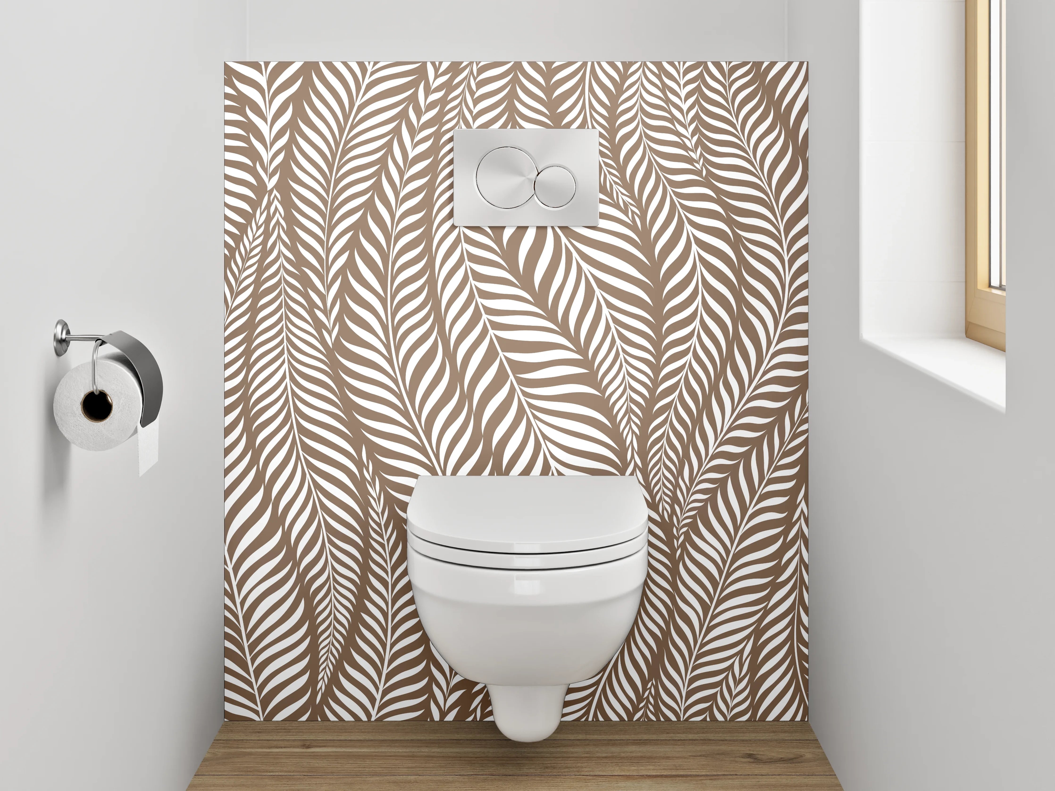 WC-Rückwand - Braunes Blattmuster Naturdesign
