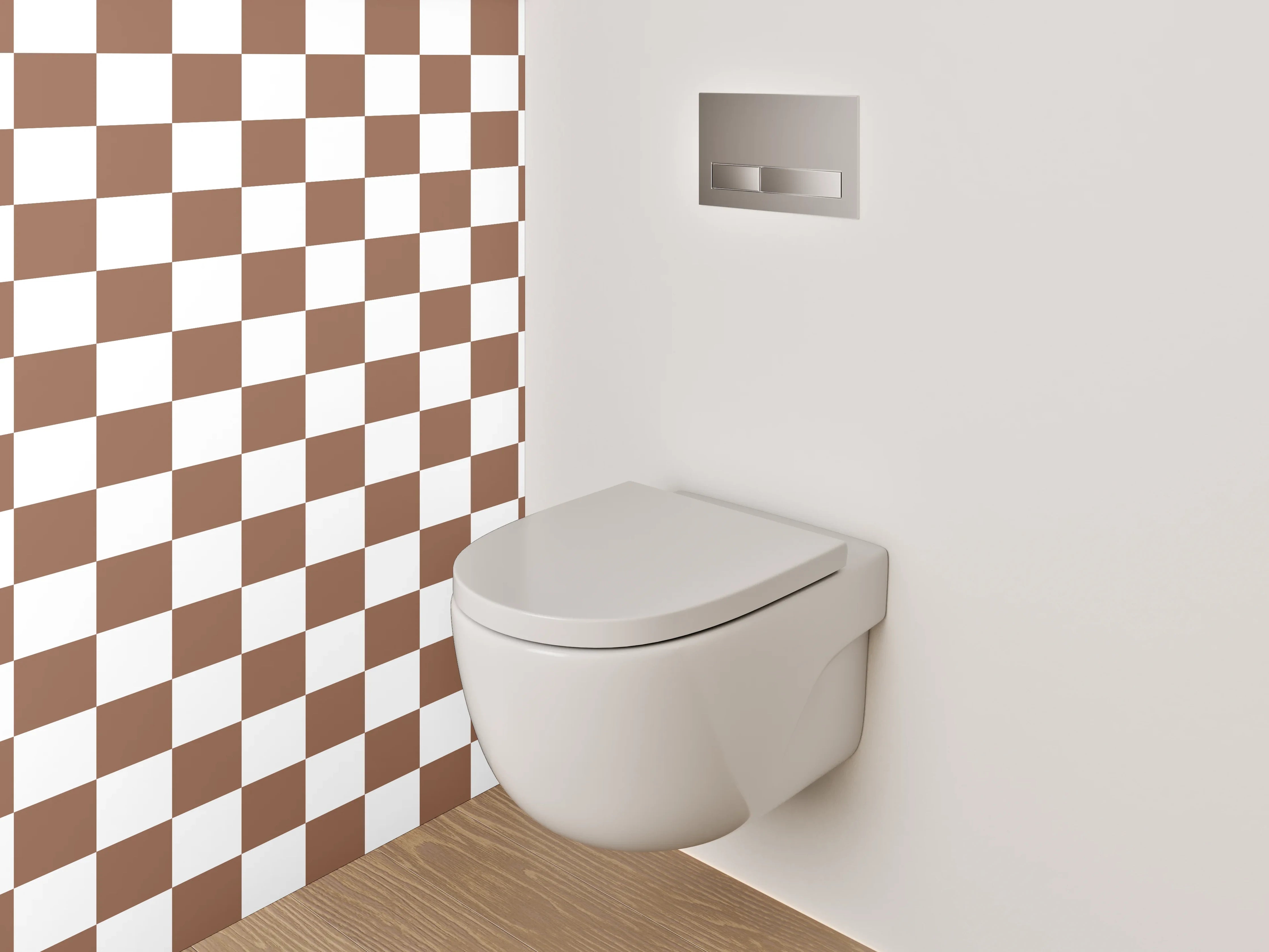 WC-Rückwand - Braunes Karo-Muster Minimalistisch