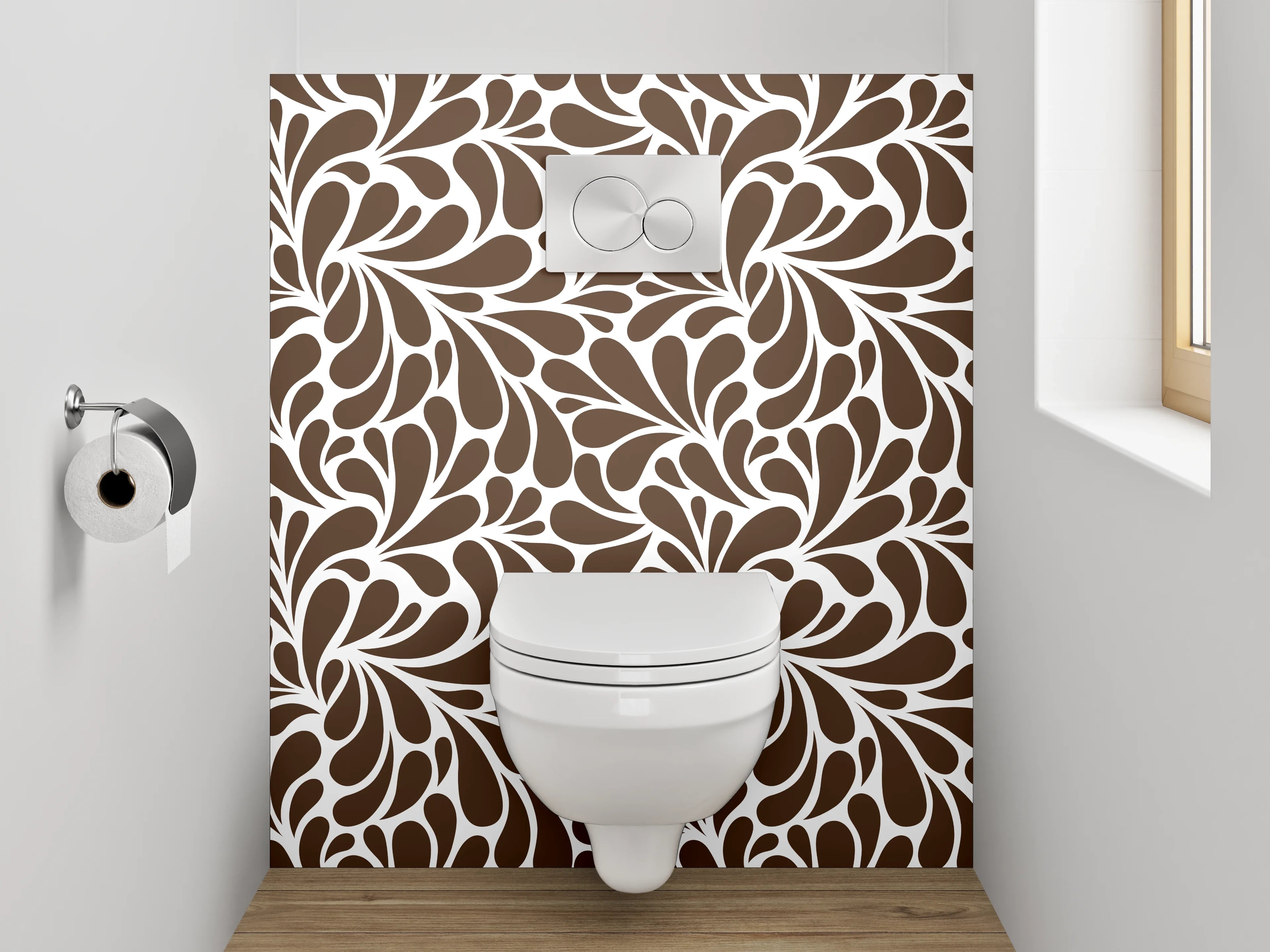 WC-Rückwand - Braunes Retro-Muster Wallpaper