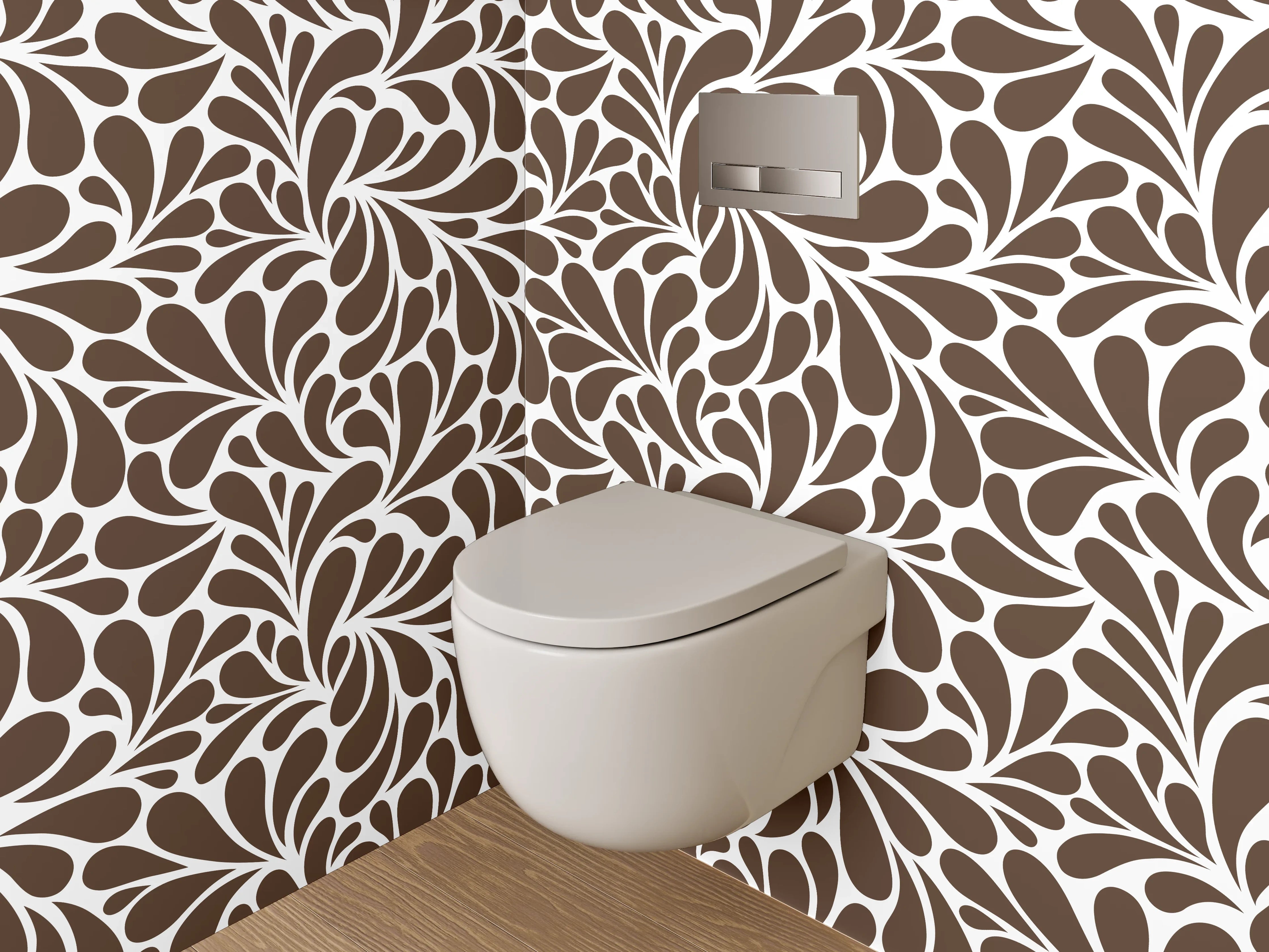 WC-Rückwand - Braunes Retro-Muster Wallpaper