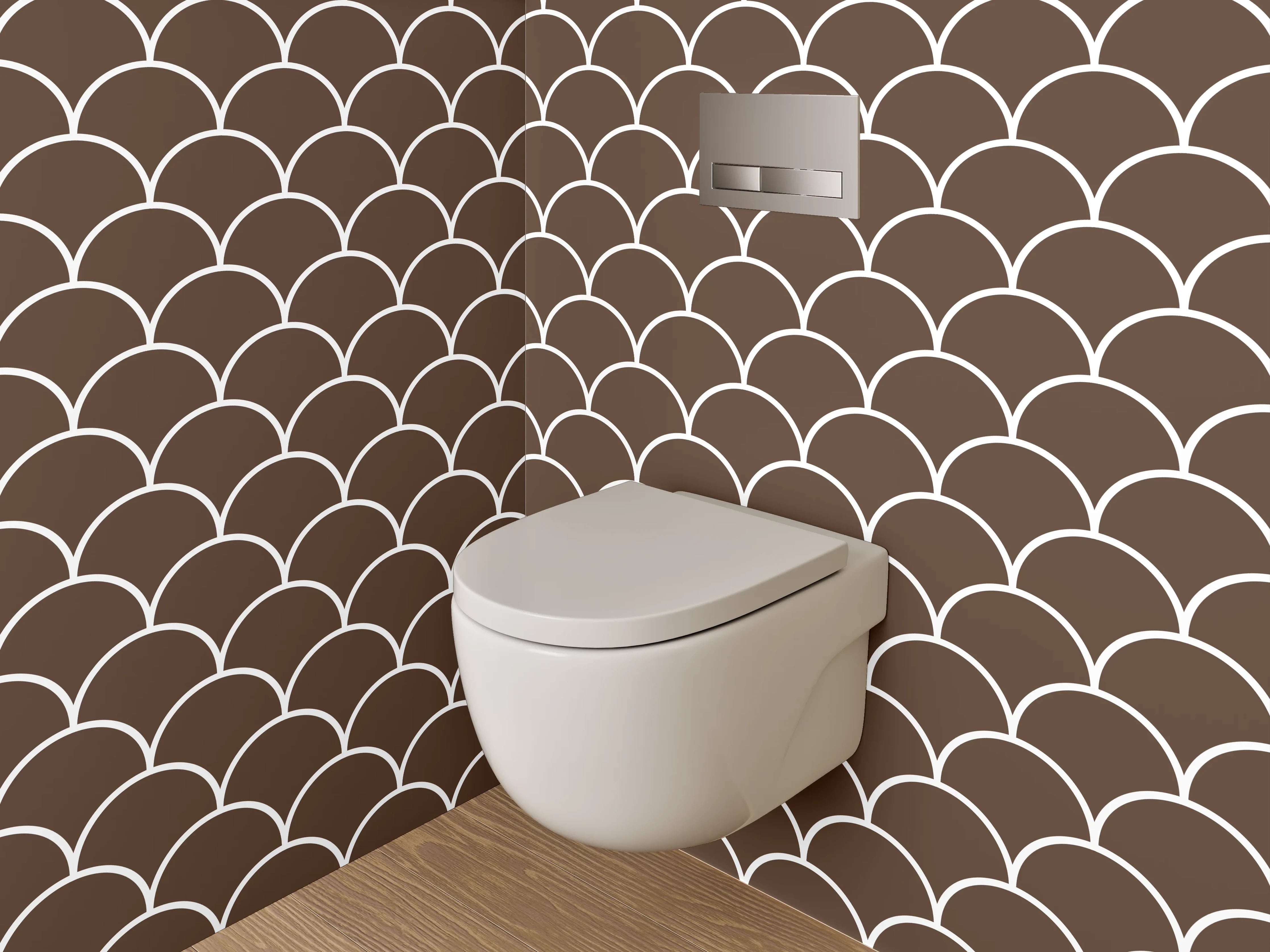 WC-Rückwand - Braunes Schuppenmuster Modern