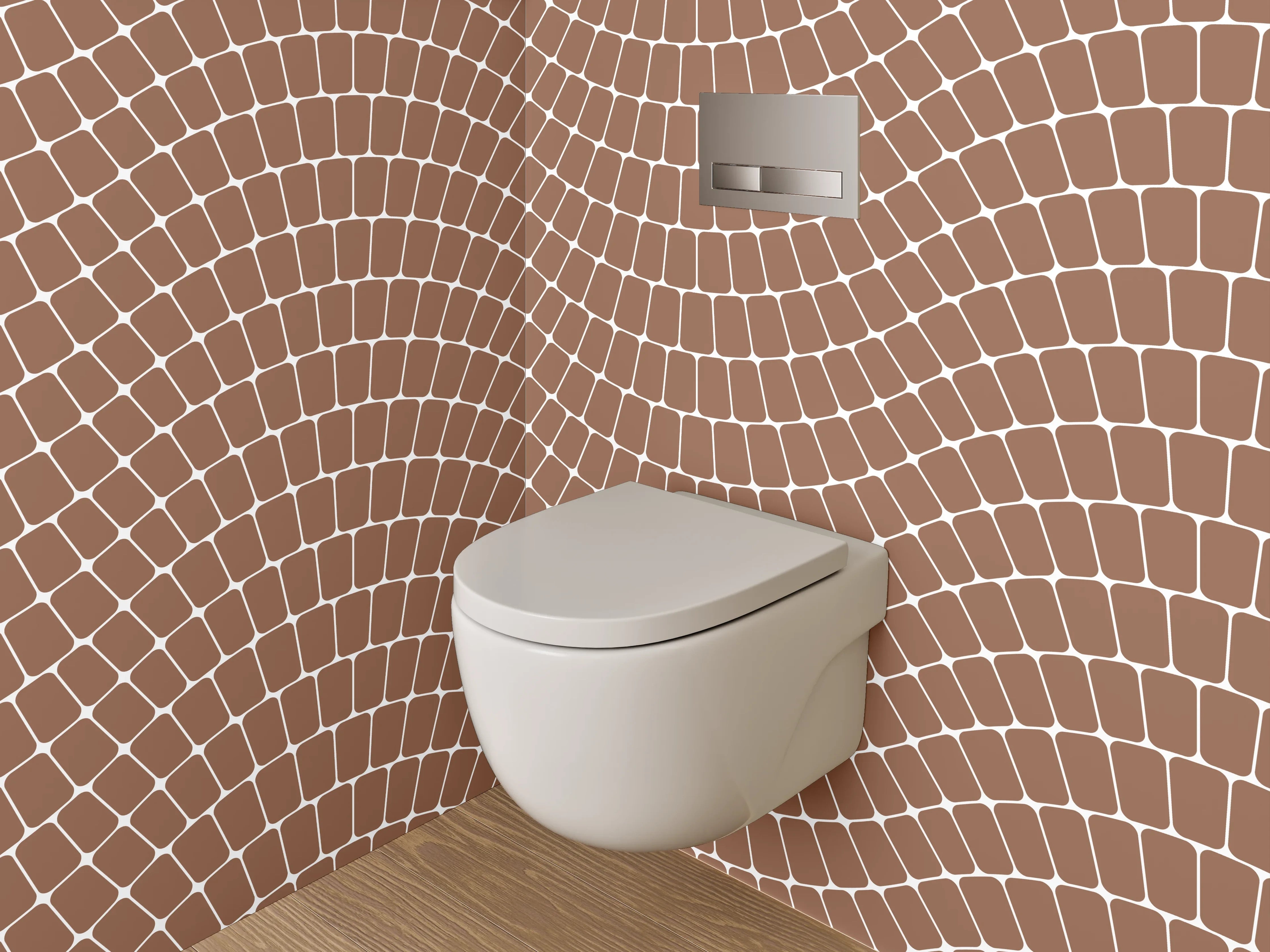 WC-Rückwand - Braunes Wellenmuster Fliesenoptik Modern
