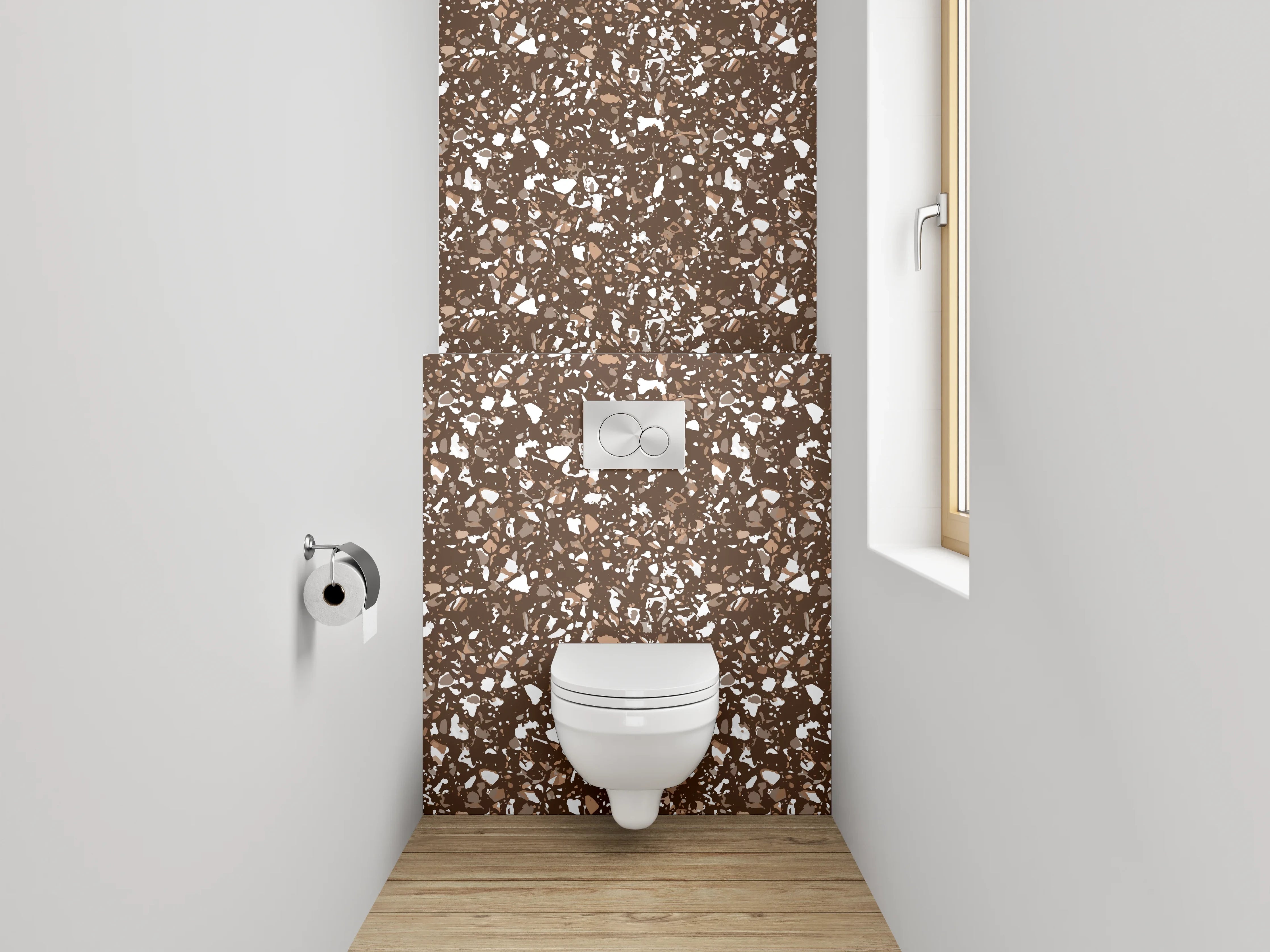 WC-Rückwand - Braunes florales Retro-Muster Tapete