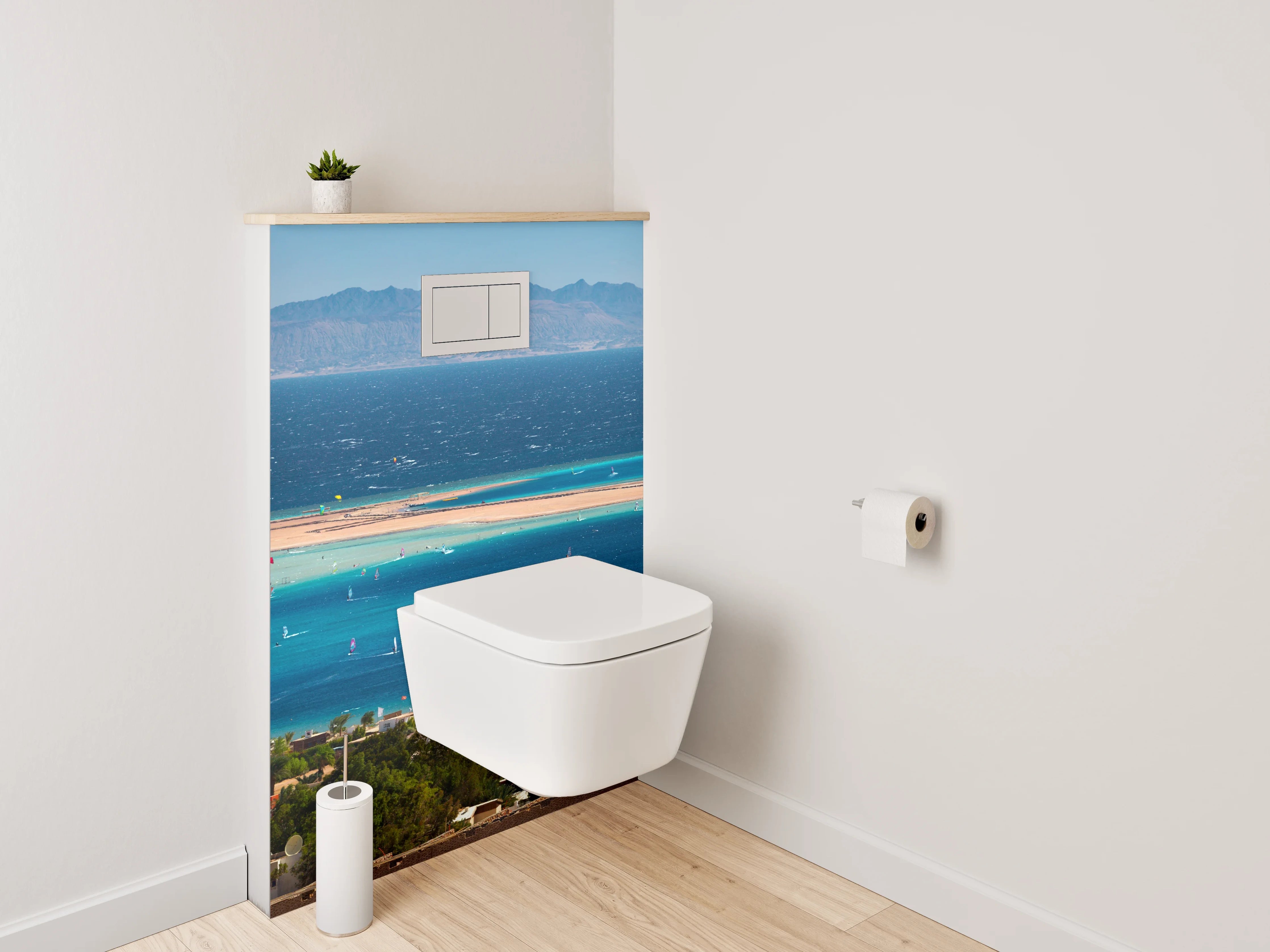 WC-Rückwand - Bucht mit türkisblauem Meerblick