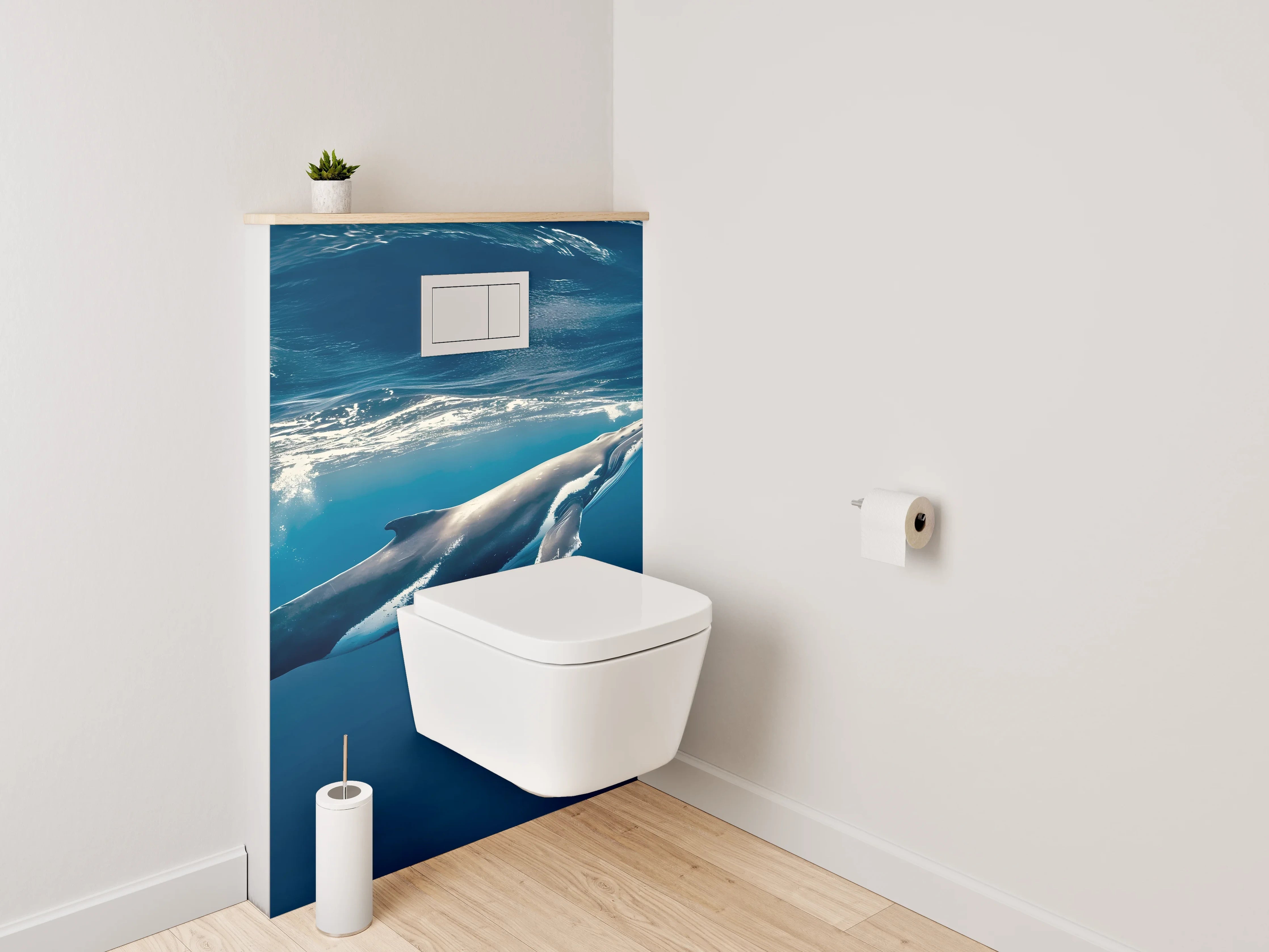 WC-Rückwand - Buckelwal im Ozean