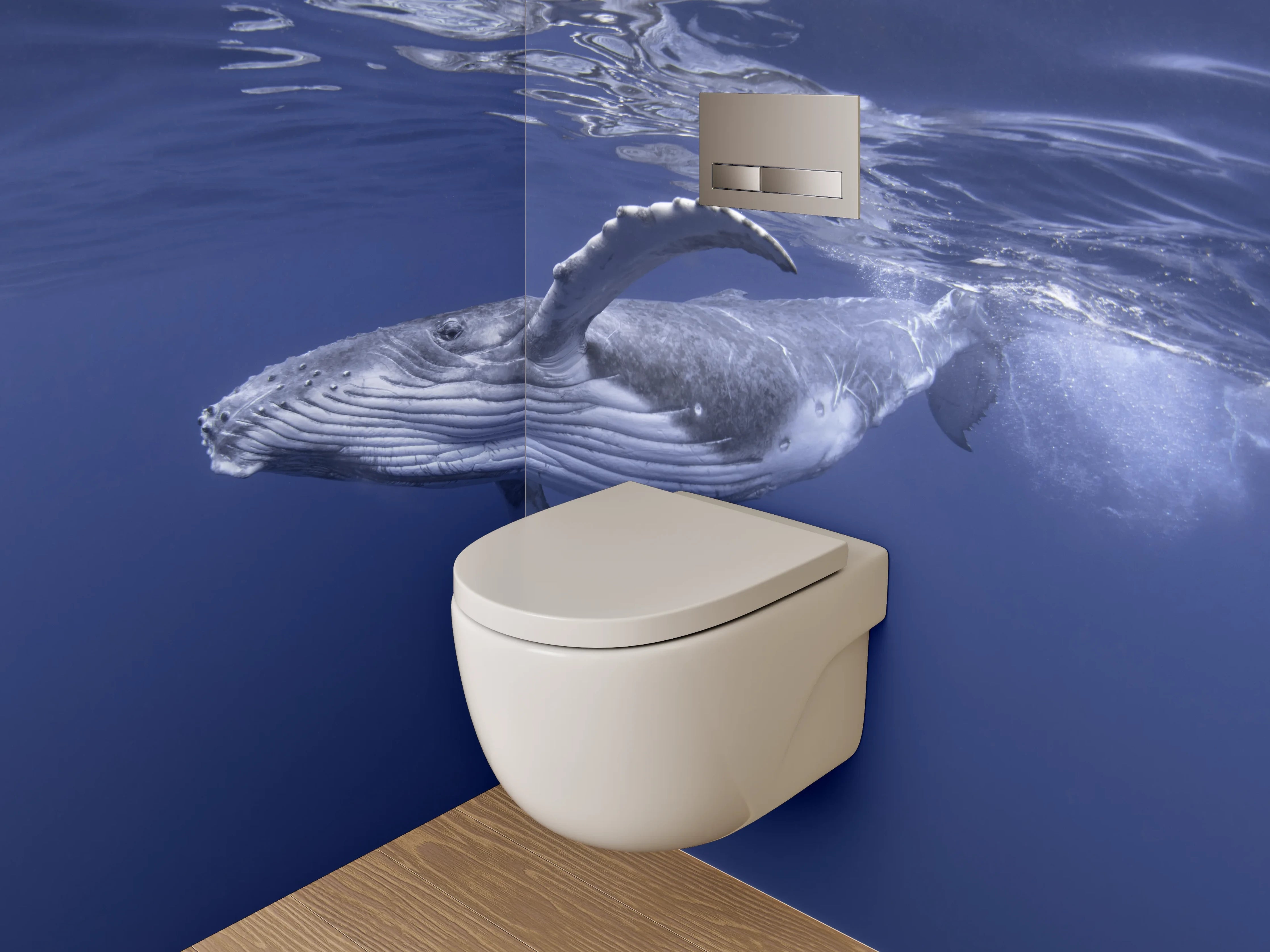 WC-Rückwand - Buckelwal im tiefblauen Ozean
