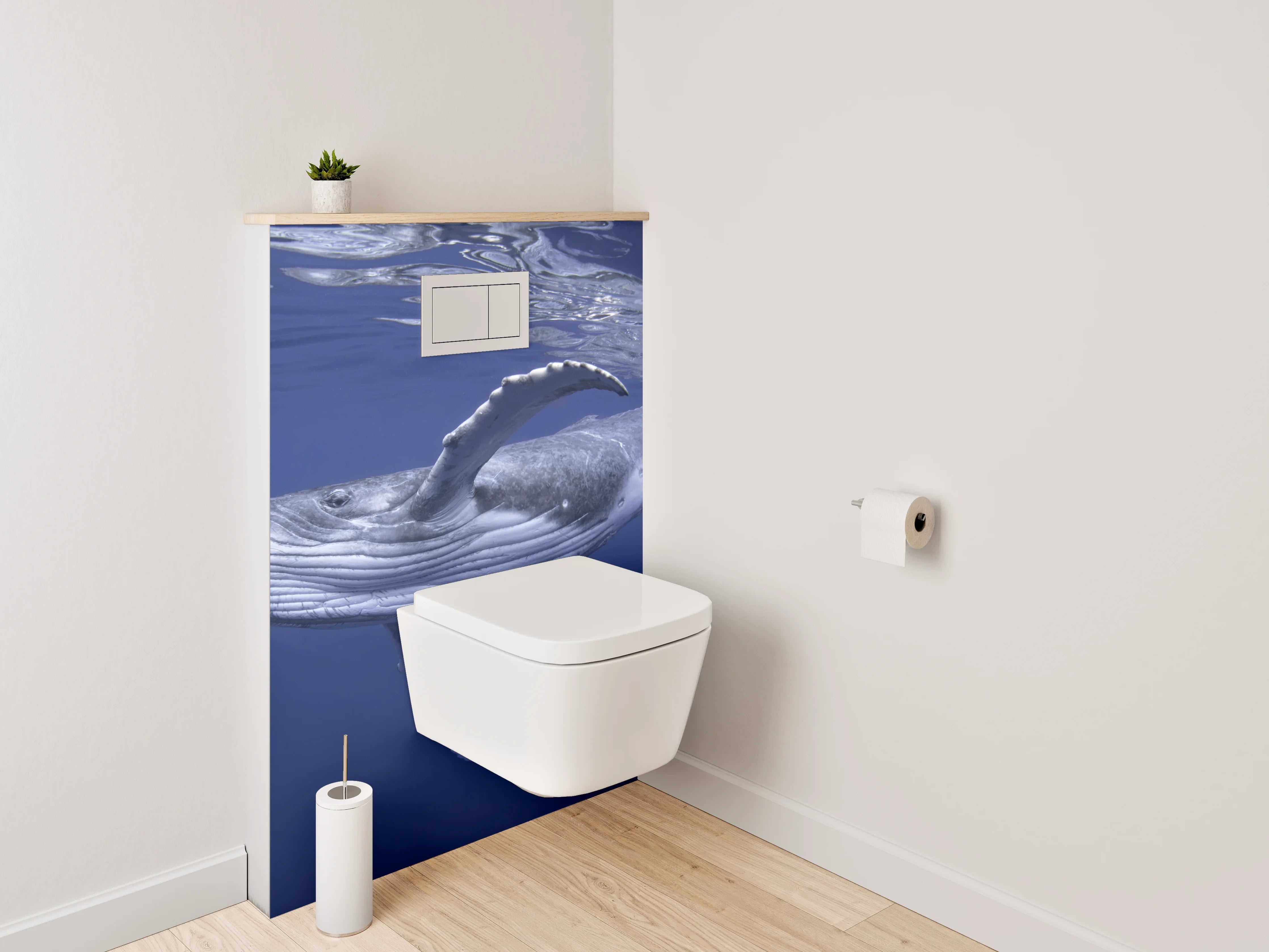 WC-Rückwand - Buckelwal im tiefblauen Ozean
