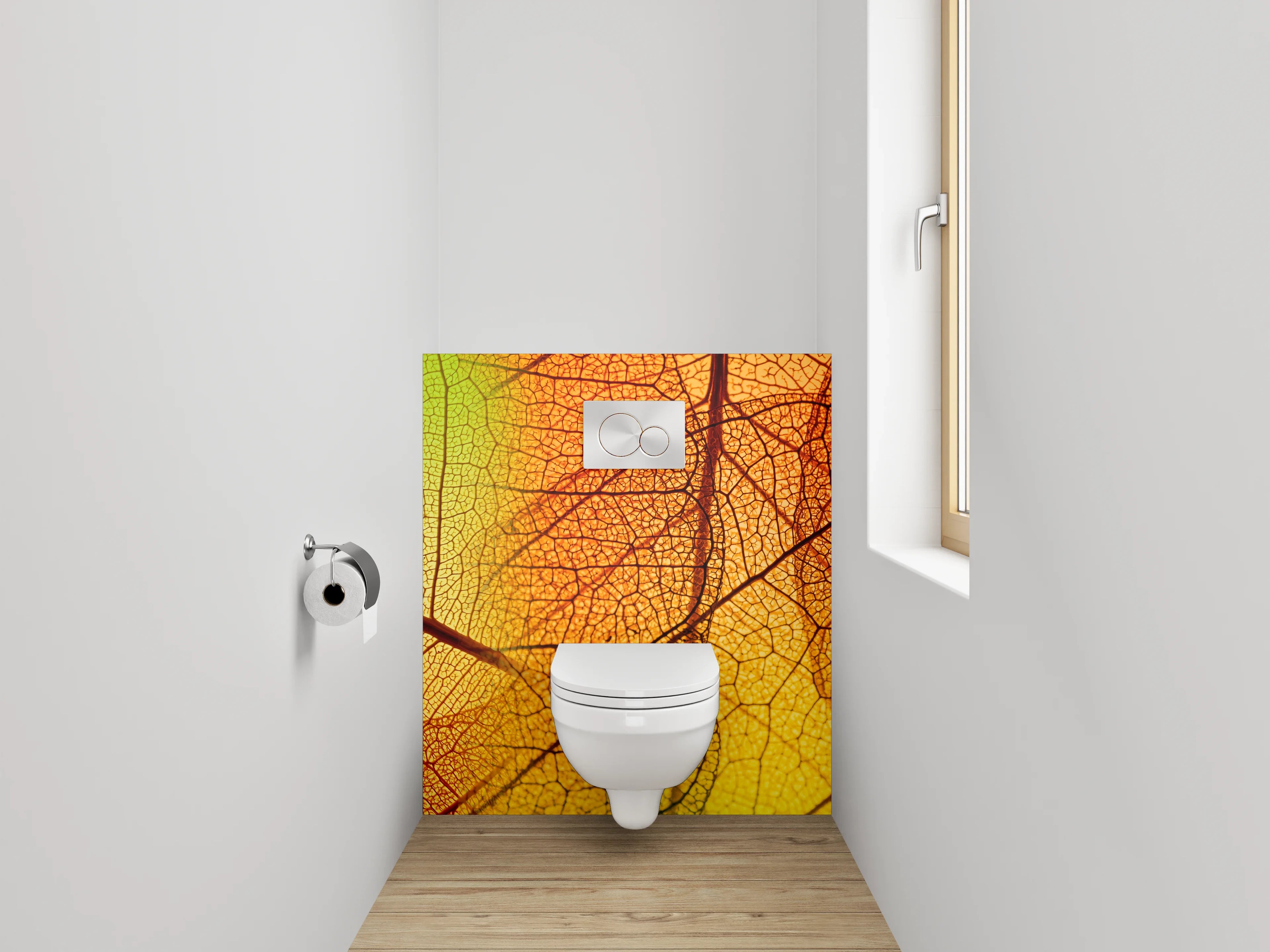 WC-Rückwand - Bunte Blattstrukturen Natur Abstrakt
