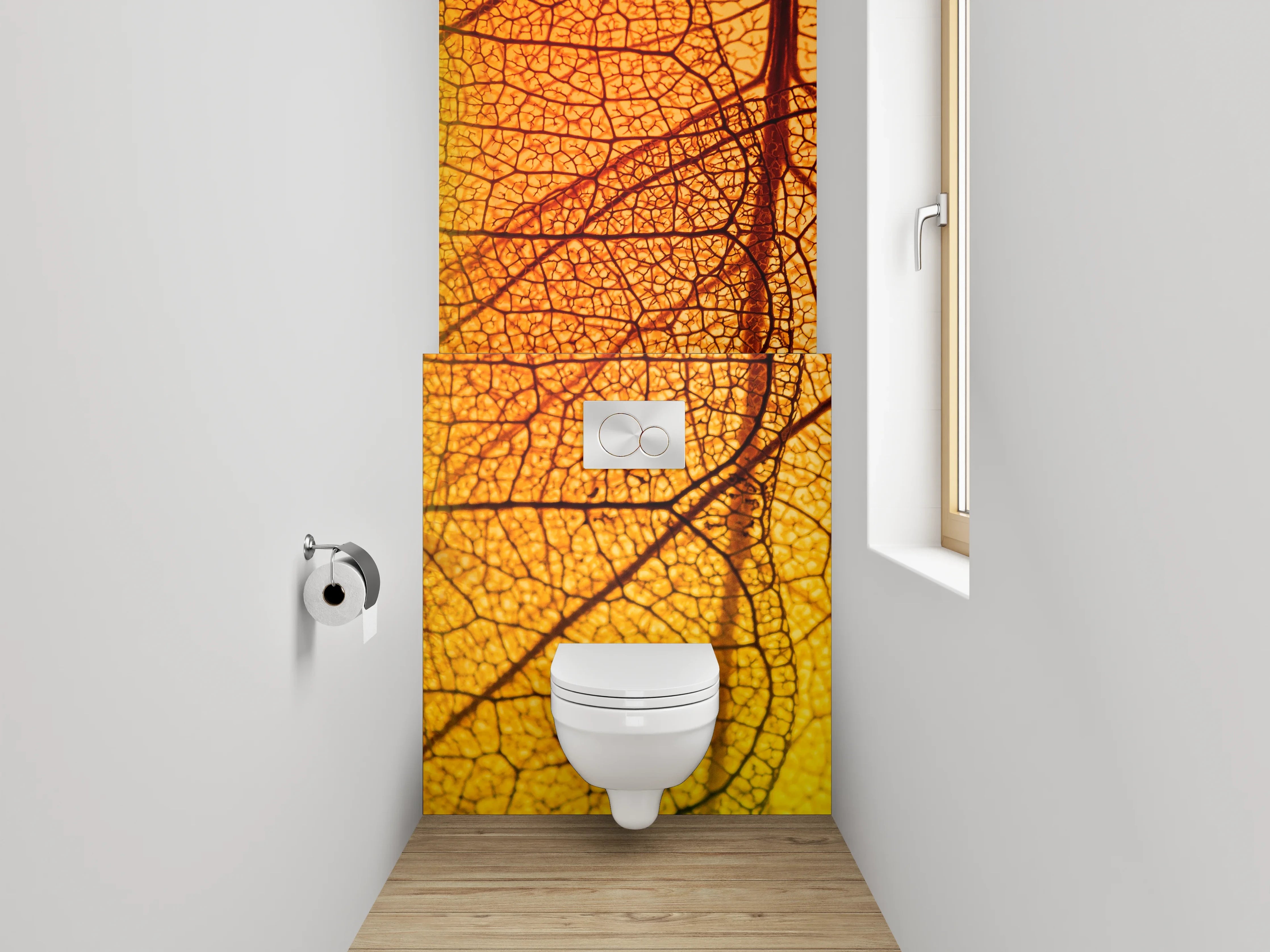 WC-Rückwand - Bunte Blattstrukturen Natur Abstrakt