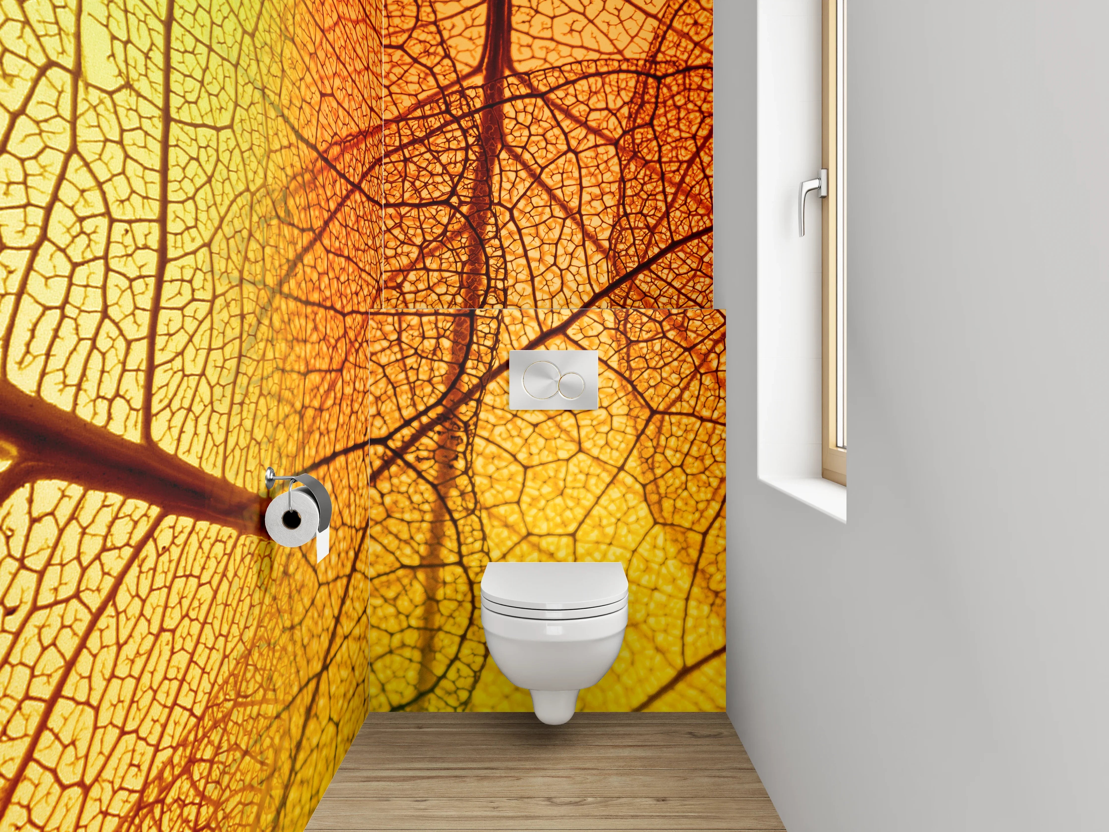 WC-Rückwand - Bunte Blattstrukturen Natur Abstrakt