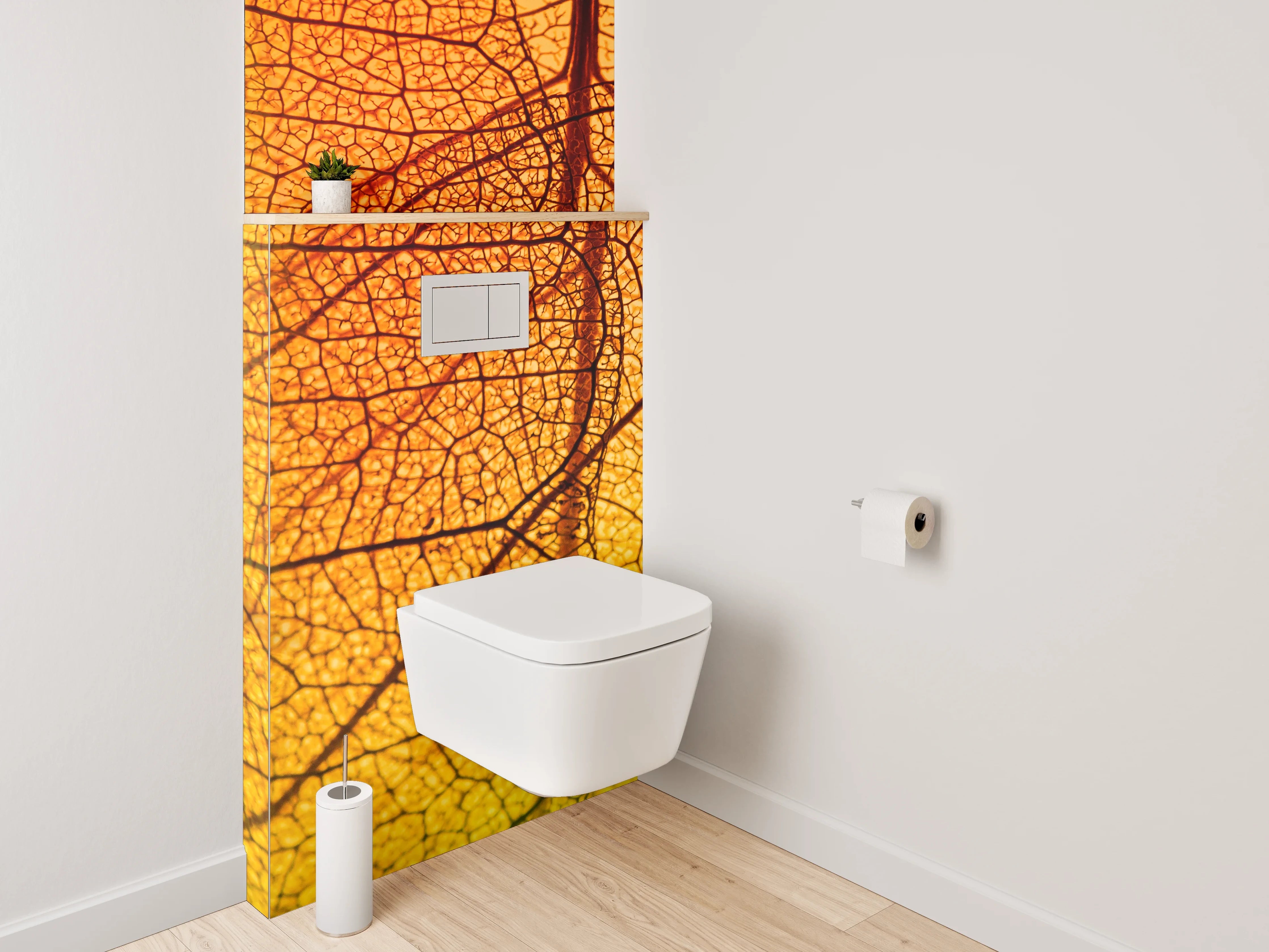 WC-Rückwand - Bunte Blattstrukturen Natur Abstrakt