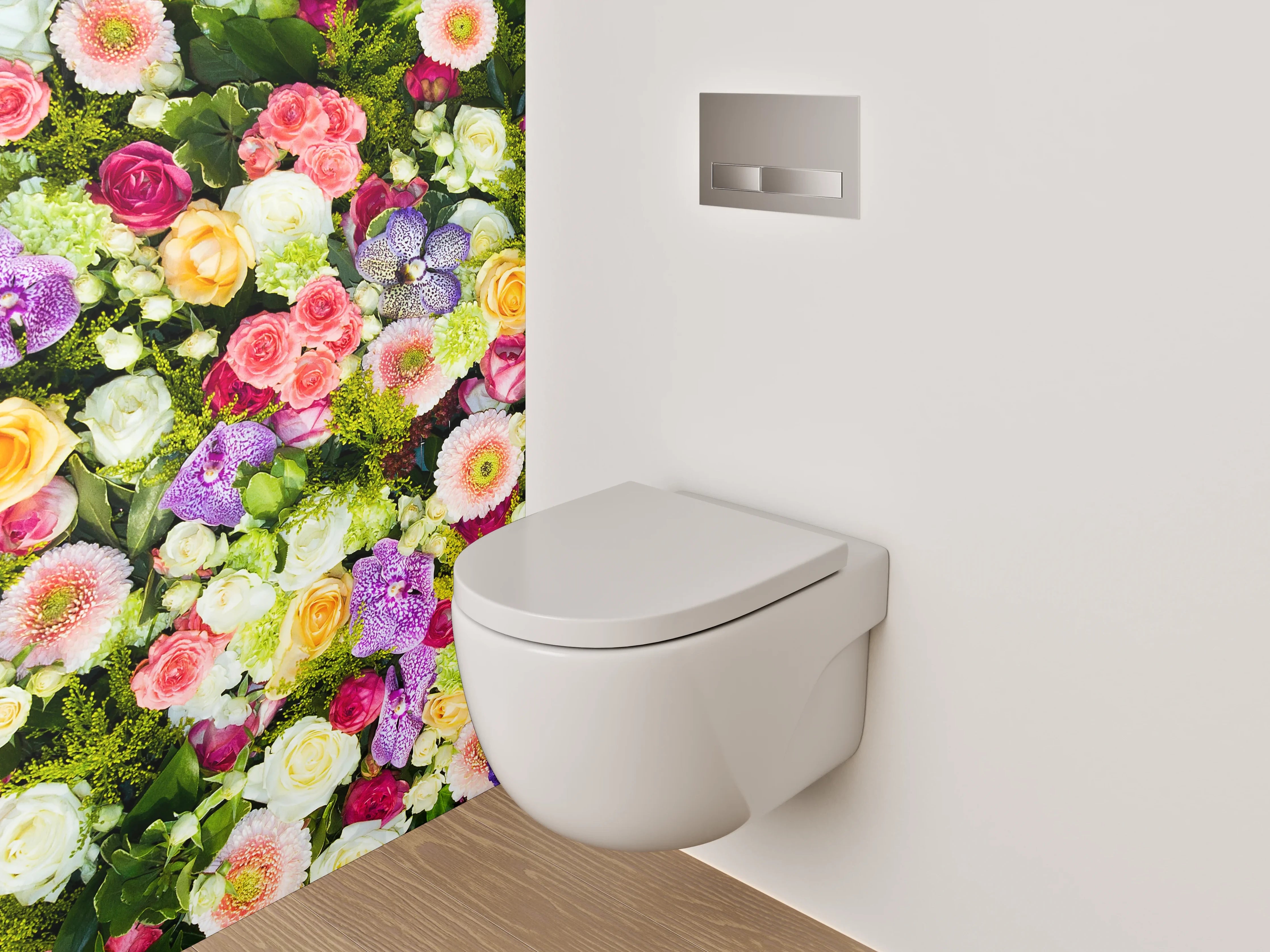 WC-Rückwand - Bunte Blumenpracht für Badezimmer