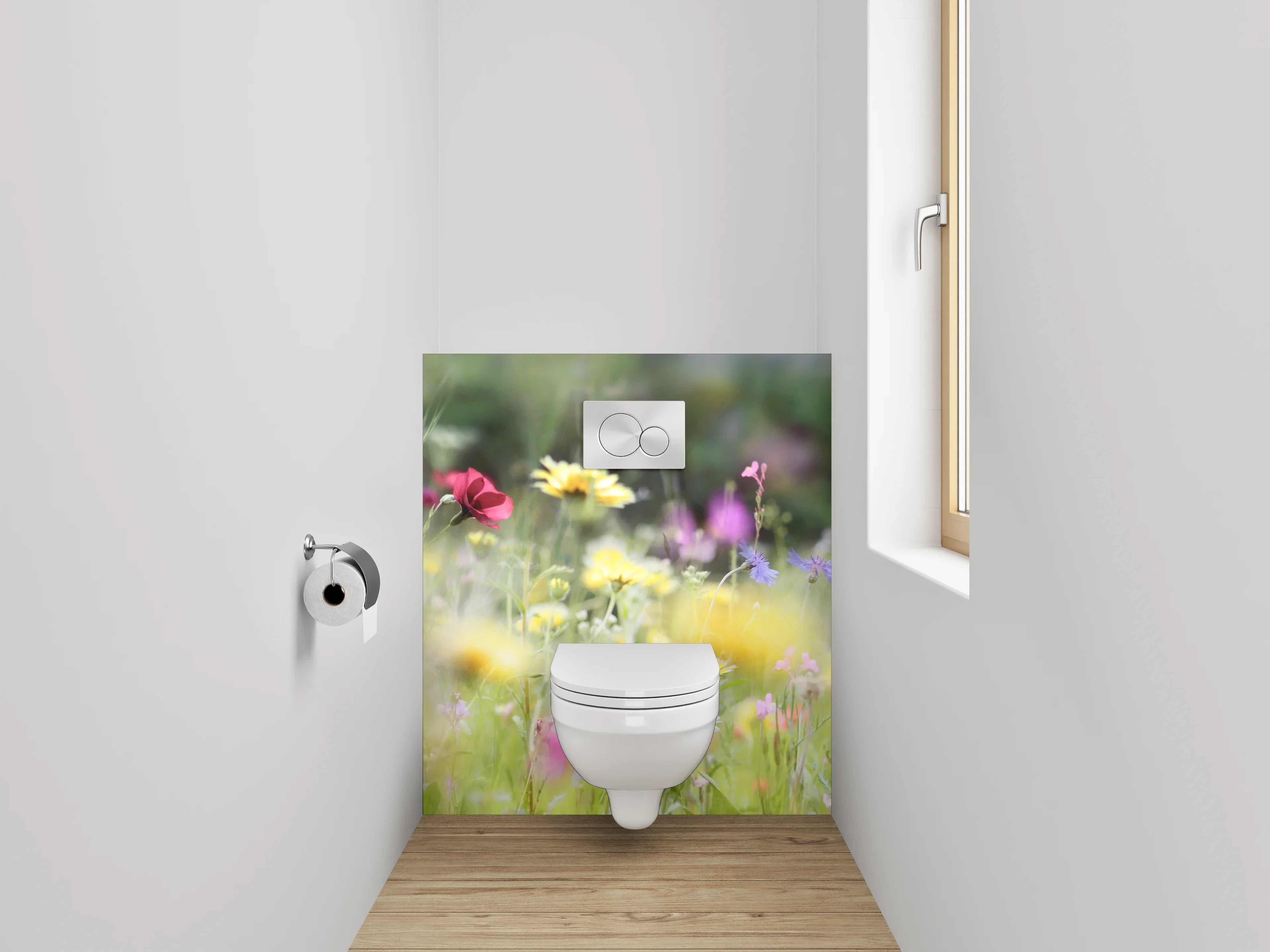 WC-Rückwand - Bunte Blumenwiese im Sommerlicht