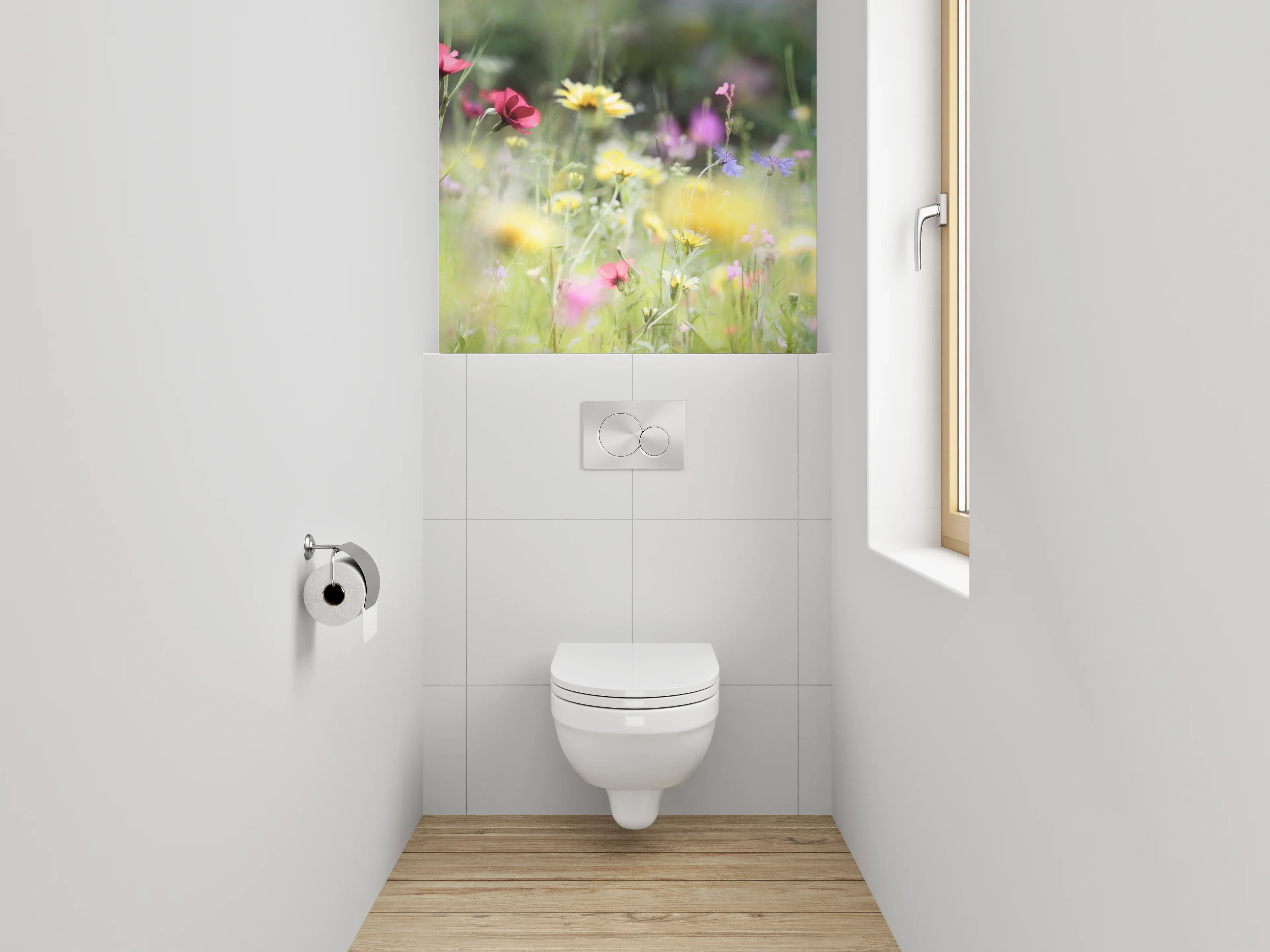 WC-Rückwand - Bunte Blumenwiese im Sommerlicht