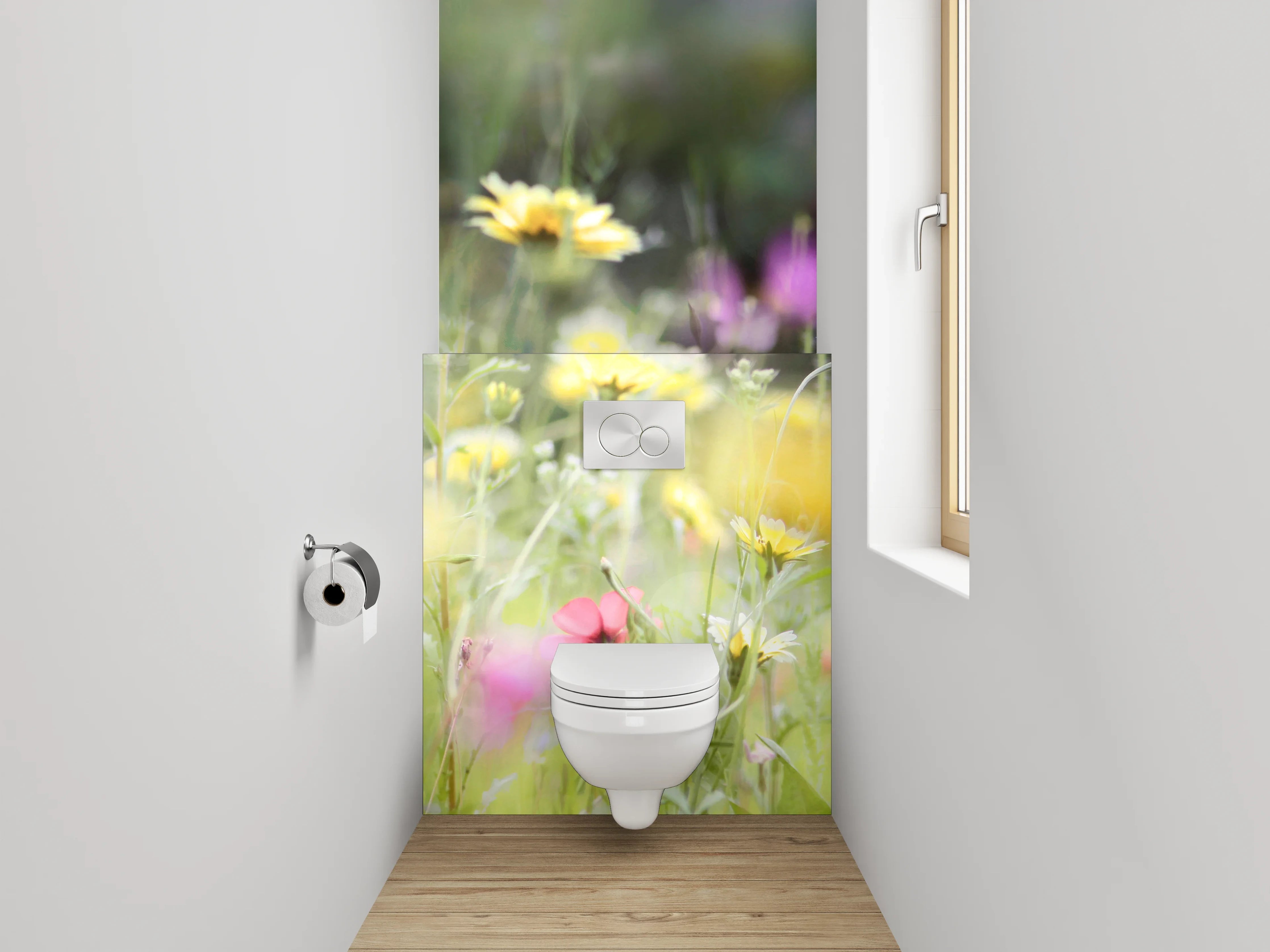 WC-Rückwand - Bunte Blumenwiese im Sommerlicht