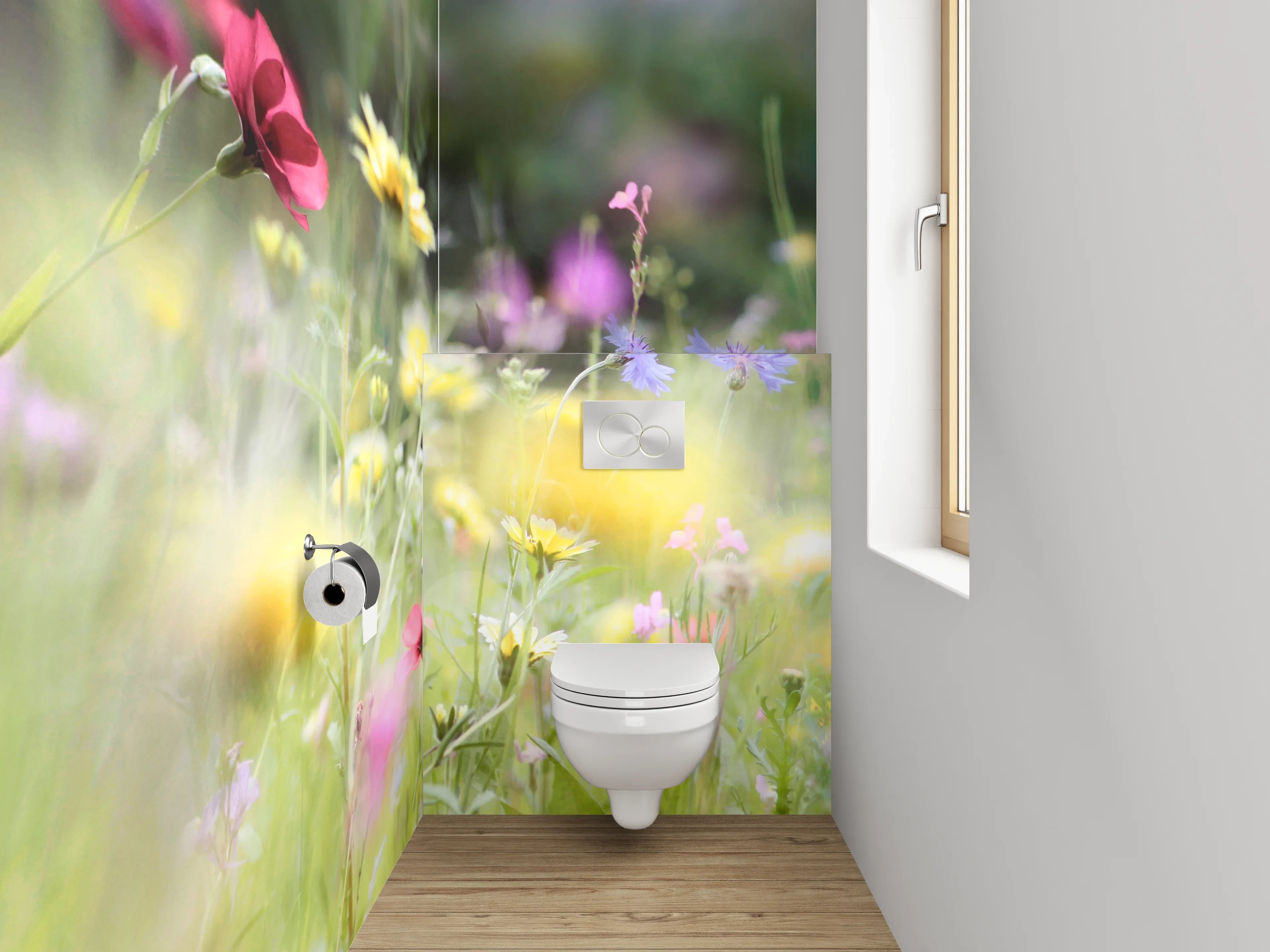 WC-Rückwand - Bunte Blumenwiese im Sommerlicht