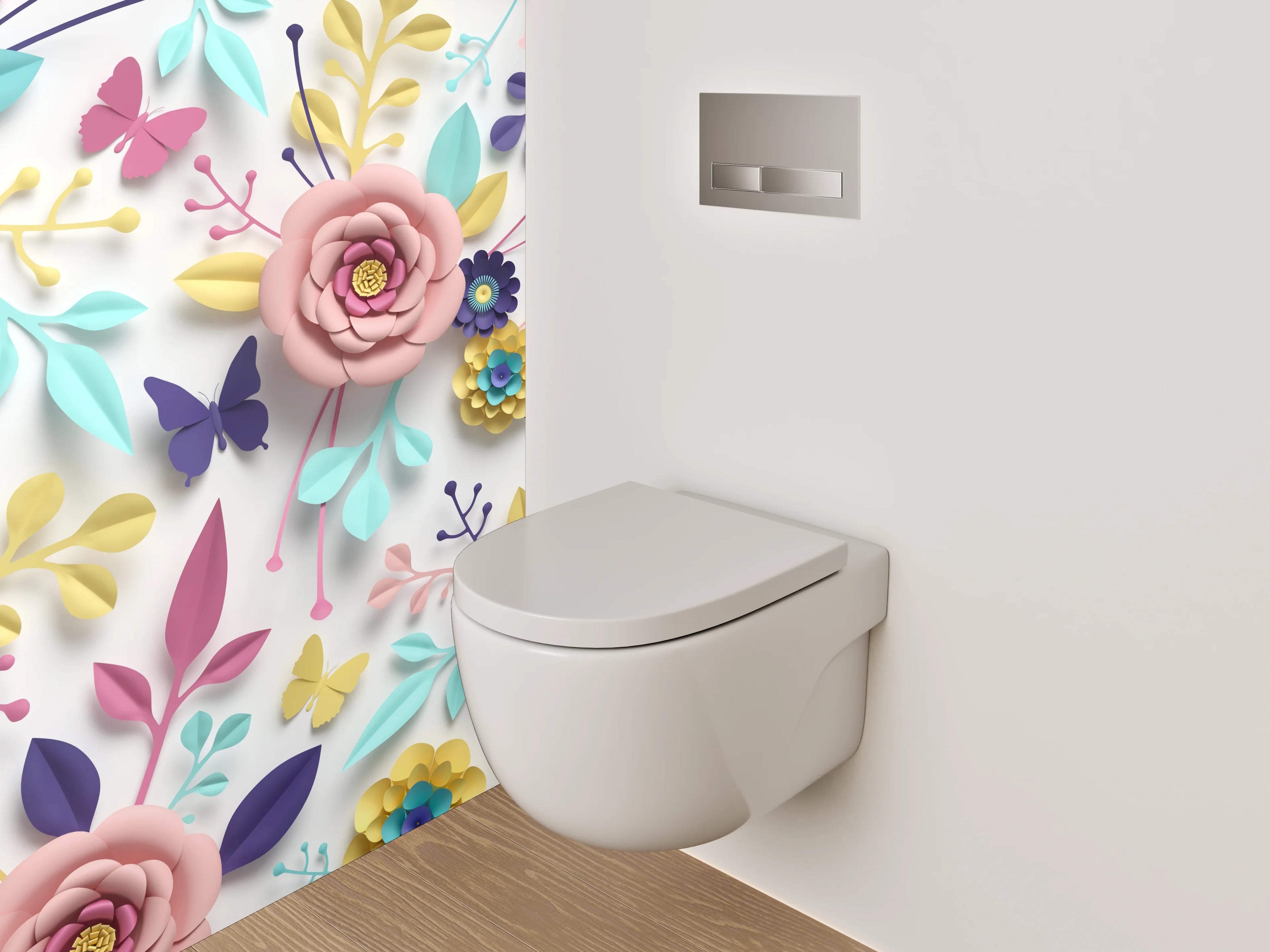 WC-Rückwand - Bunte Blumenwiese mit Schmetterlingen