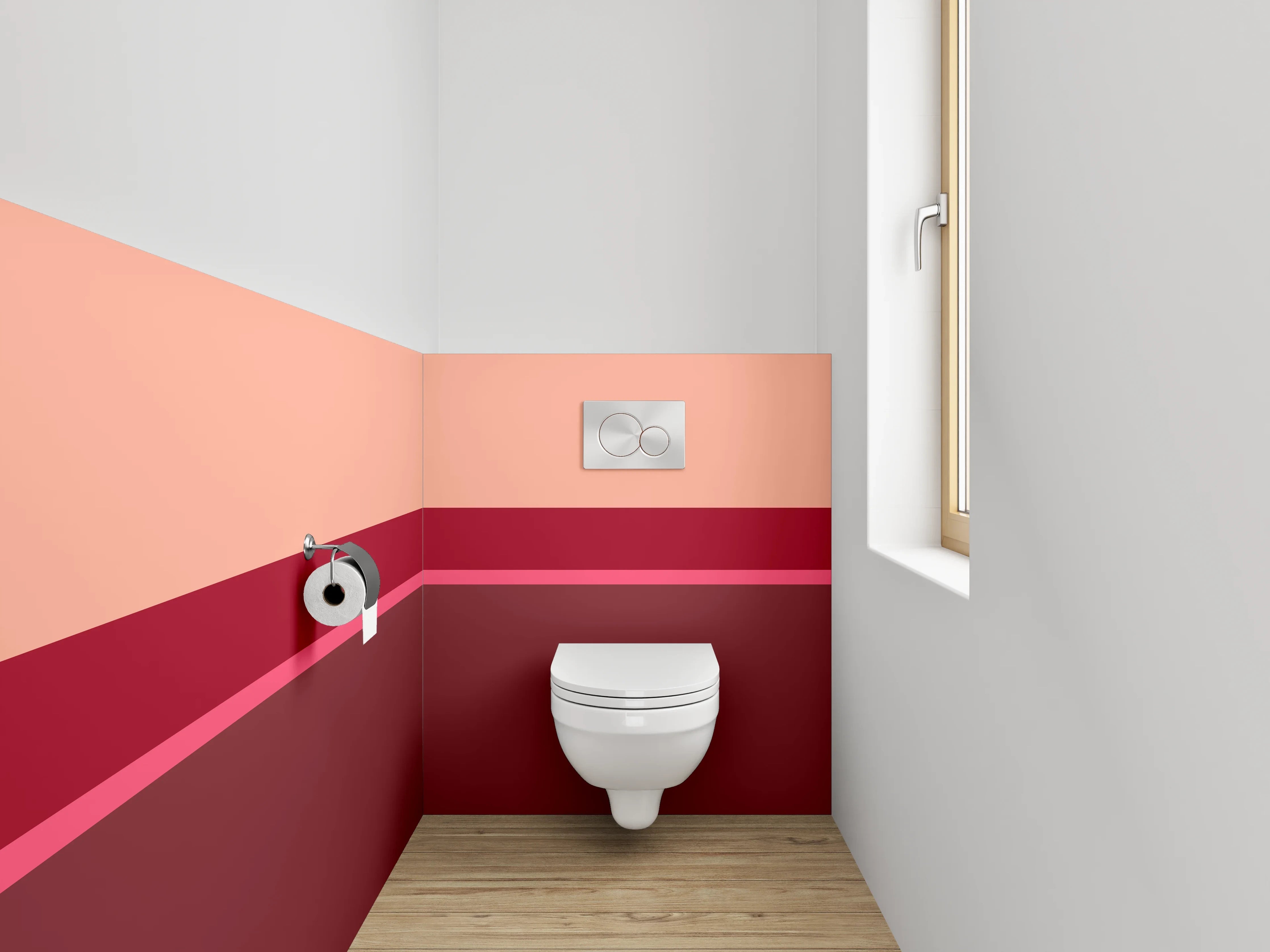 WC-Rückwand - Bunte Farbblock-Kombination