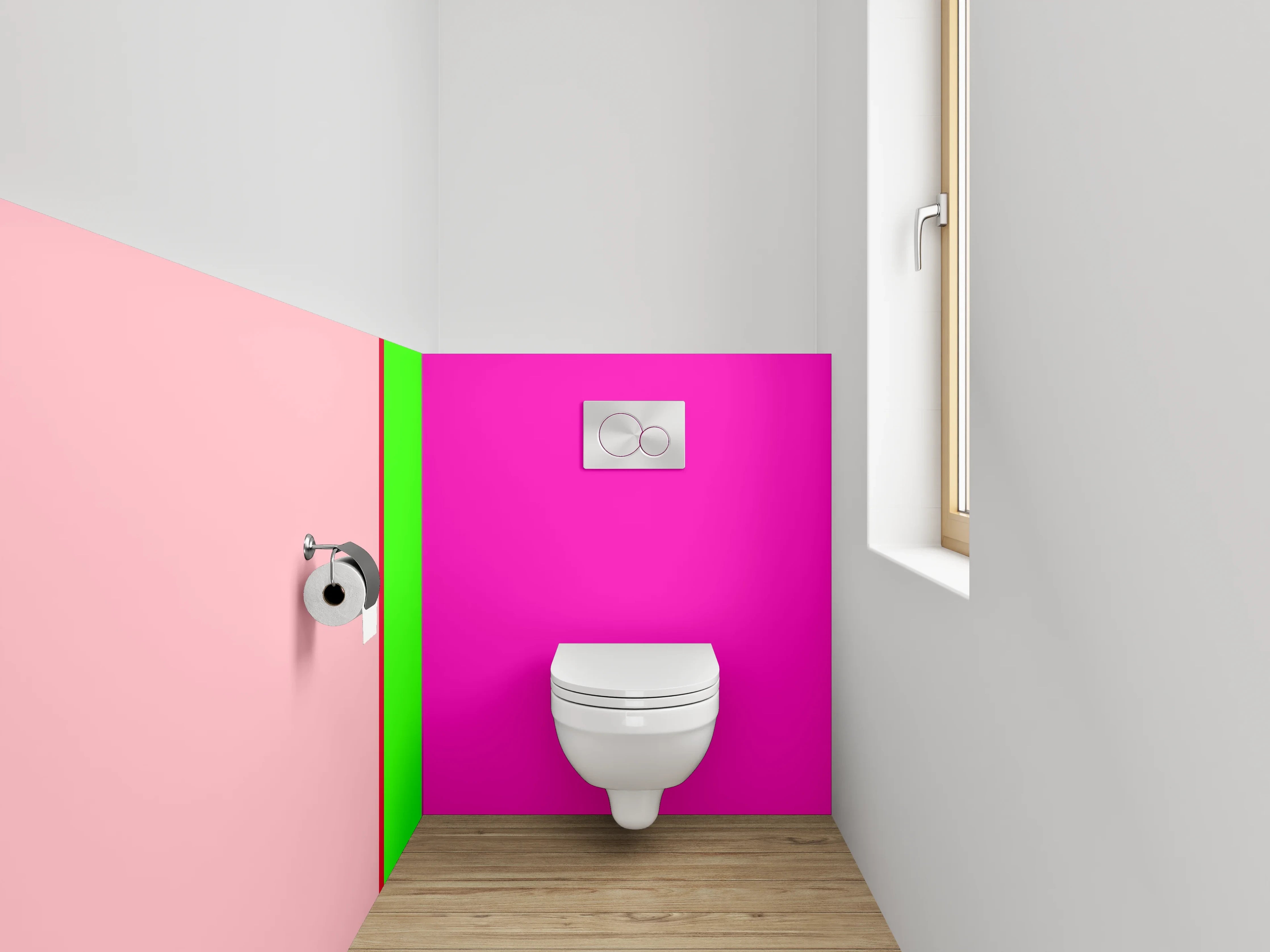 WC-Rückwand - Bunte Farbpalette mit Pink, Grün und Beige