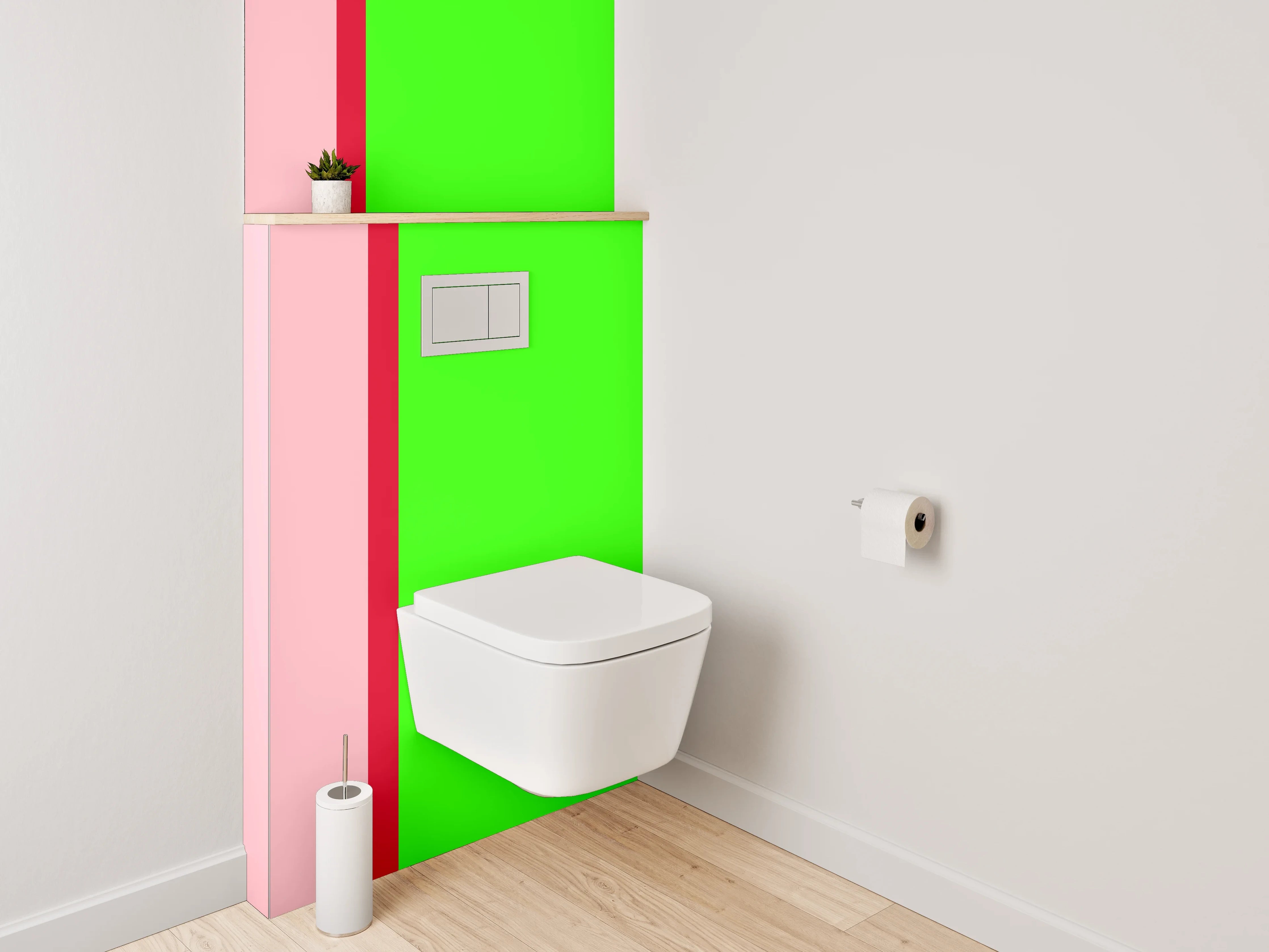 WC-Rückwand - Bunte Farbpalette mit Pink, Grün und Beige