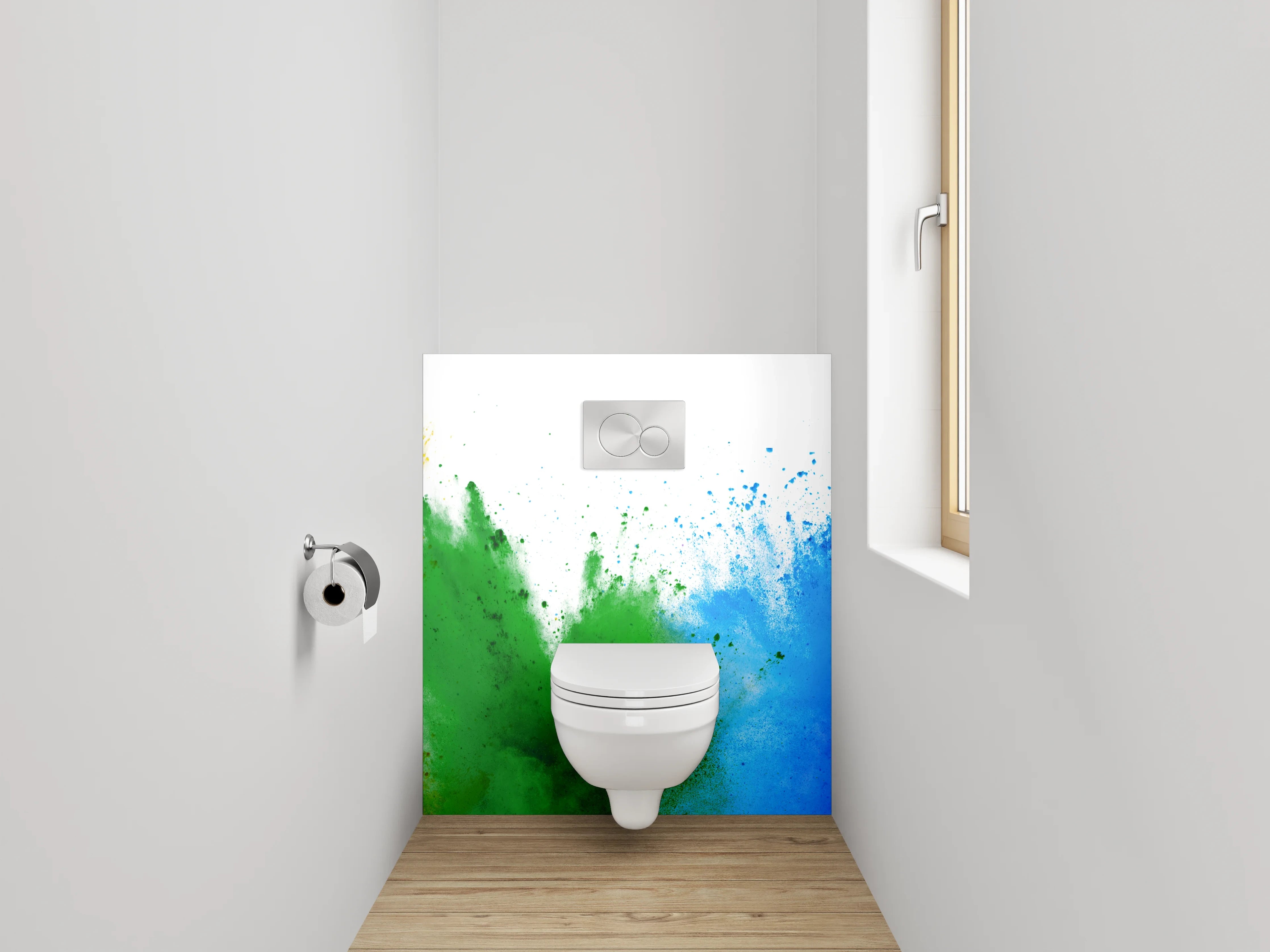 WC-Rückwand - Bunte Farbpulver Explosion Wandbild