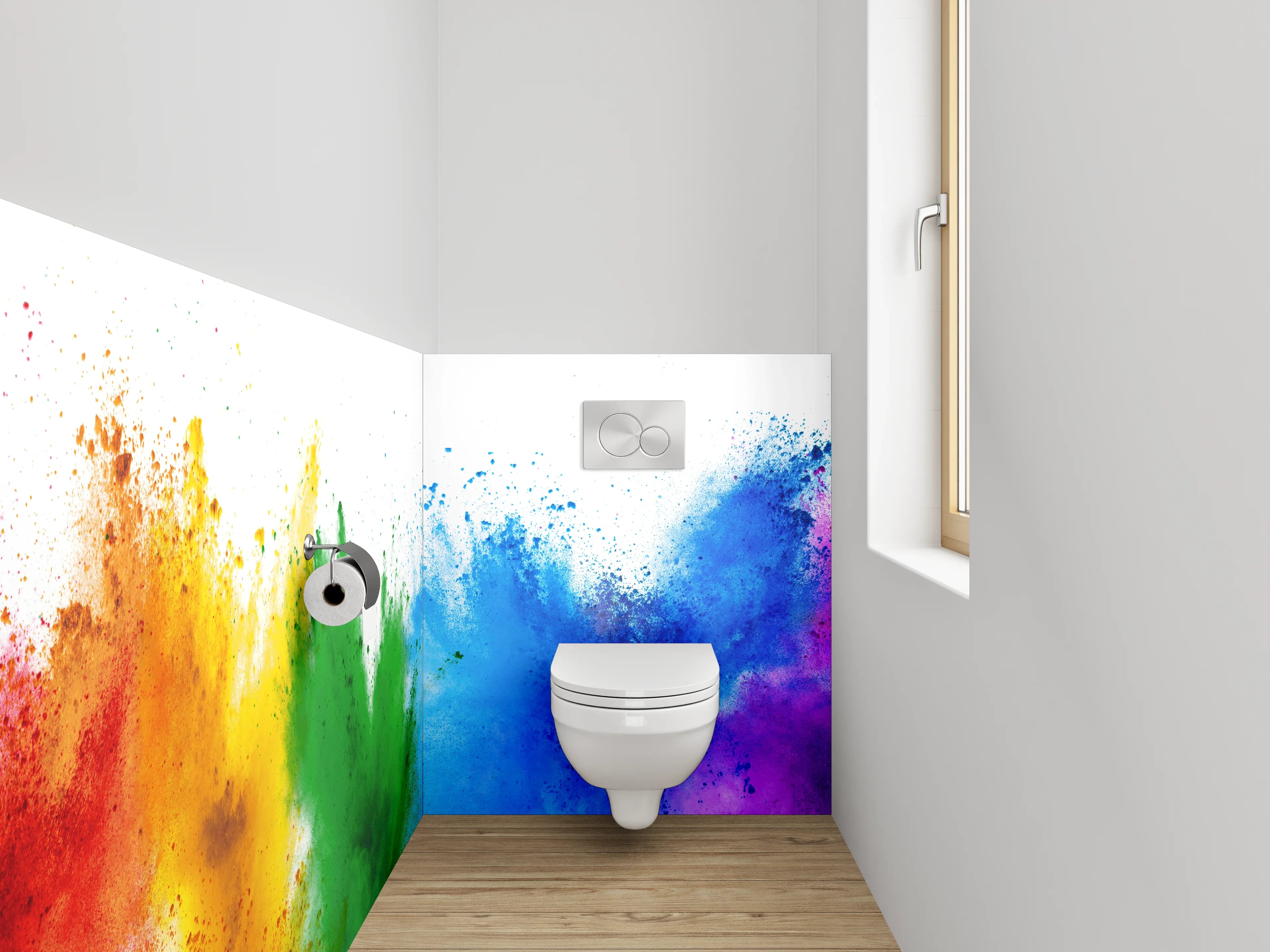 WC-Rückwand - Bunte Farbpulver Explosion Wandbild