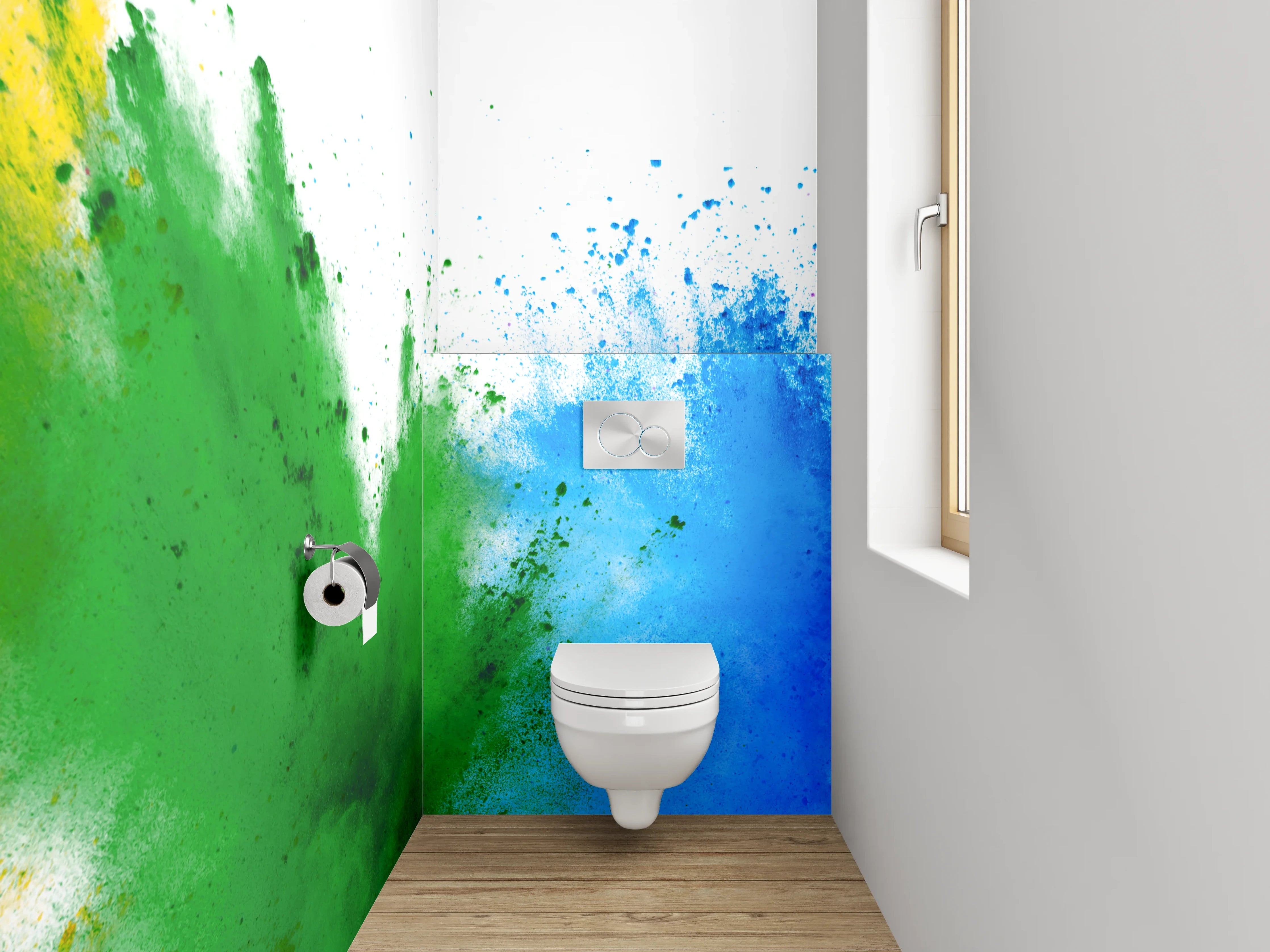 WC-Rückwand - Bunte Farbpulver Explosion Wandbild