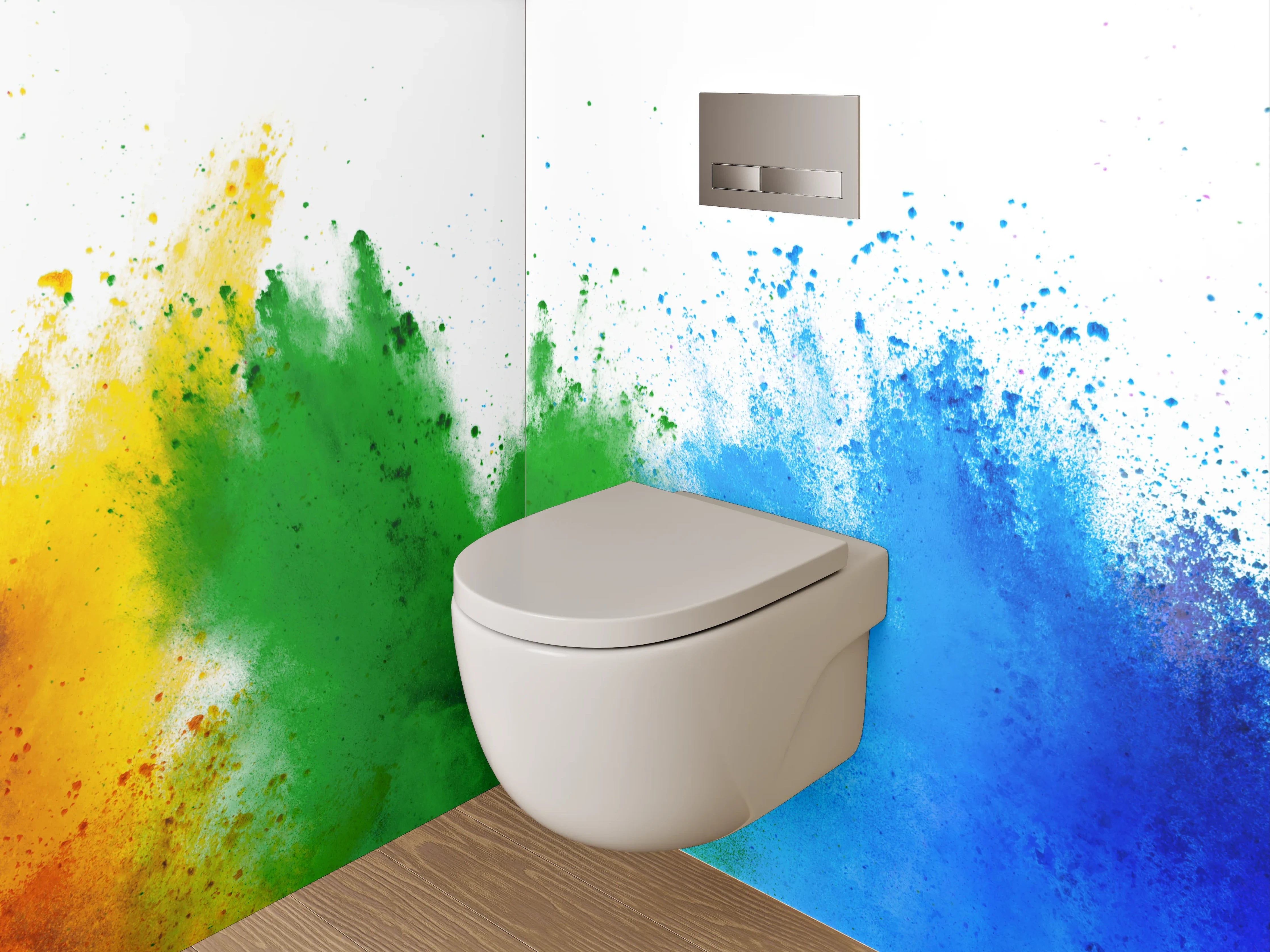 WC-Rückwand - Bunte Farbpulver Explosion Wandbild