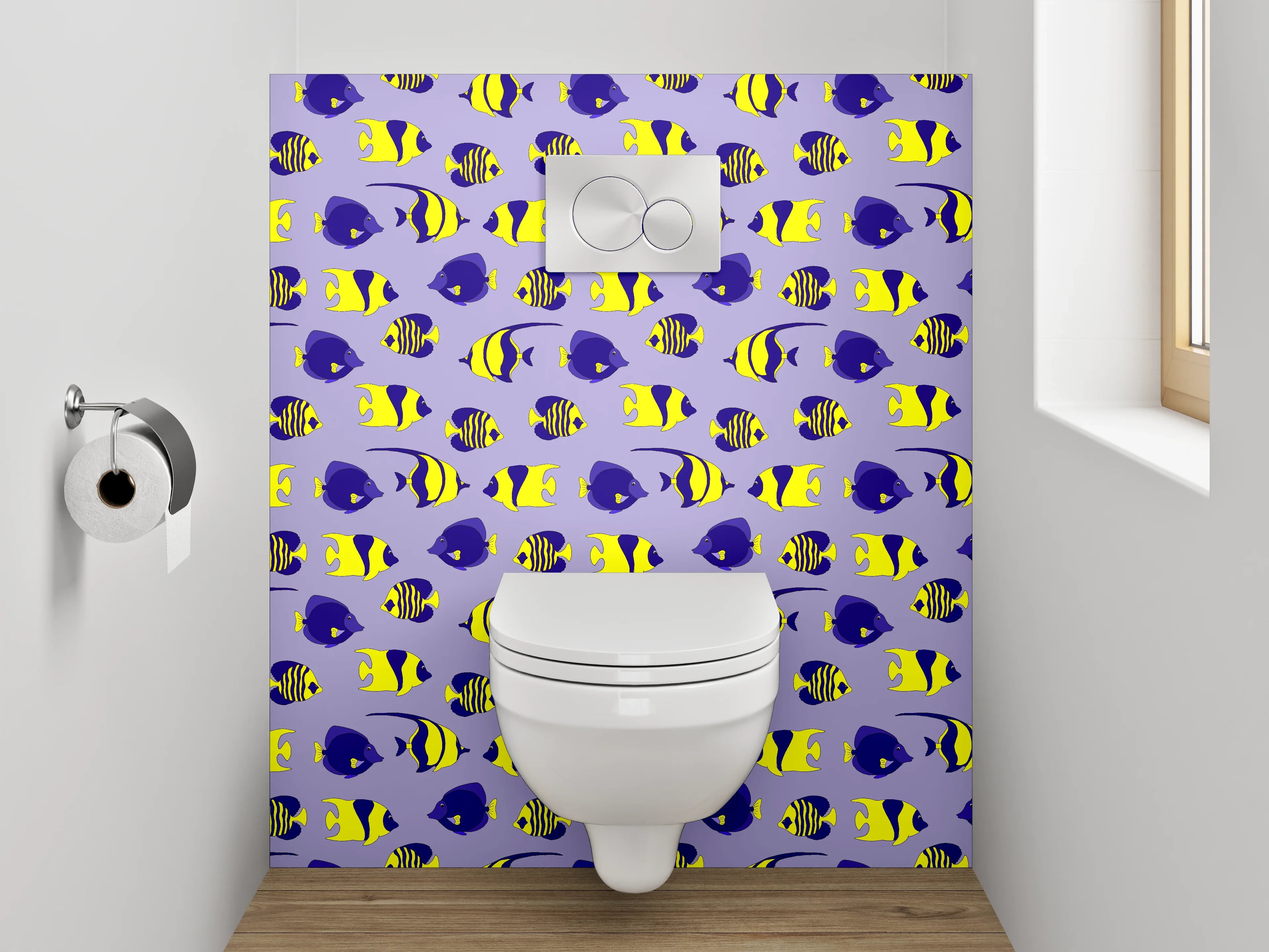WC-Rückwand - Bunte Fischmuster Meer Illustrationen