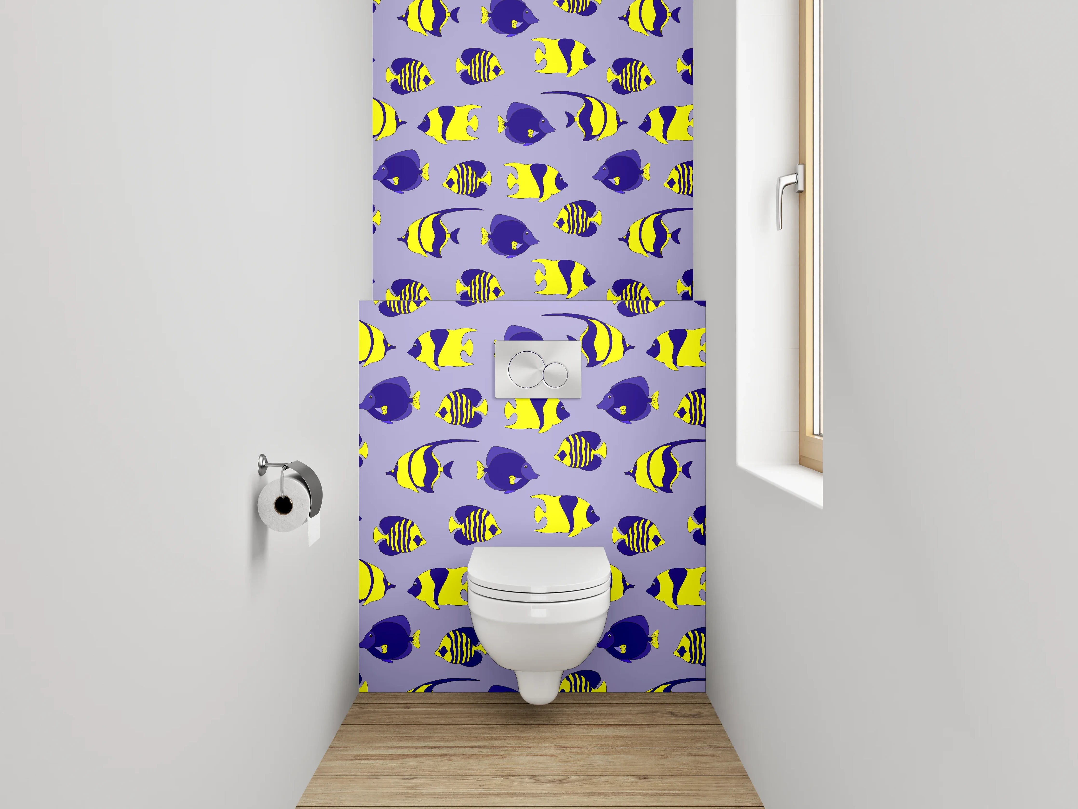 WC-Rückwand - Bunte Fischmuster Meer Illustrationen