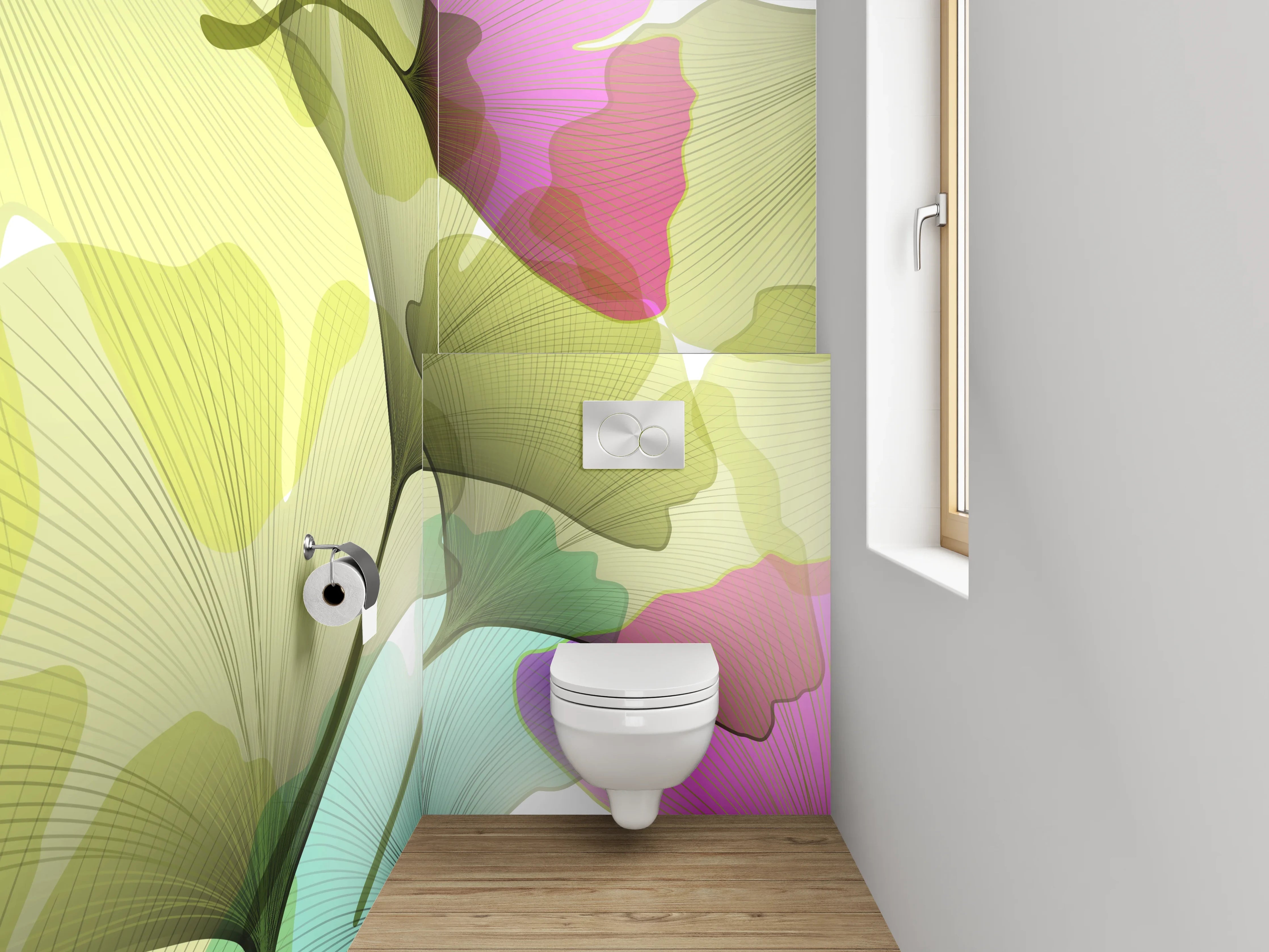 WC-Rückwand - Bunte Ginkgo-Blätter Aquarell
