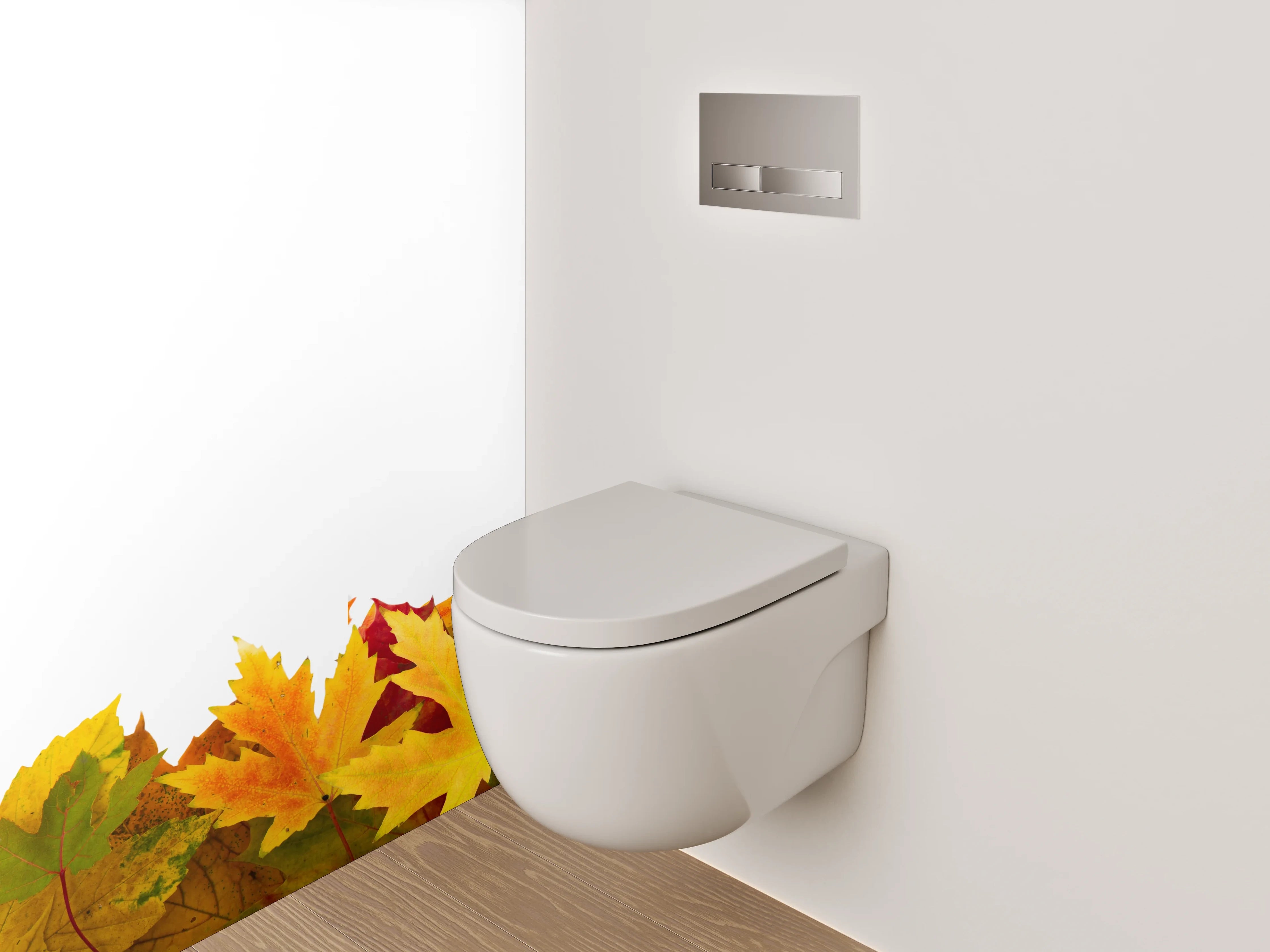 WC-Rückwand - Bunte Herbstblätter Bordüre Naturdeko