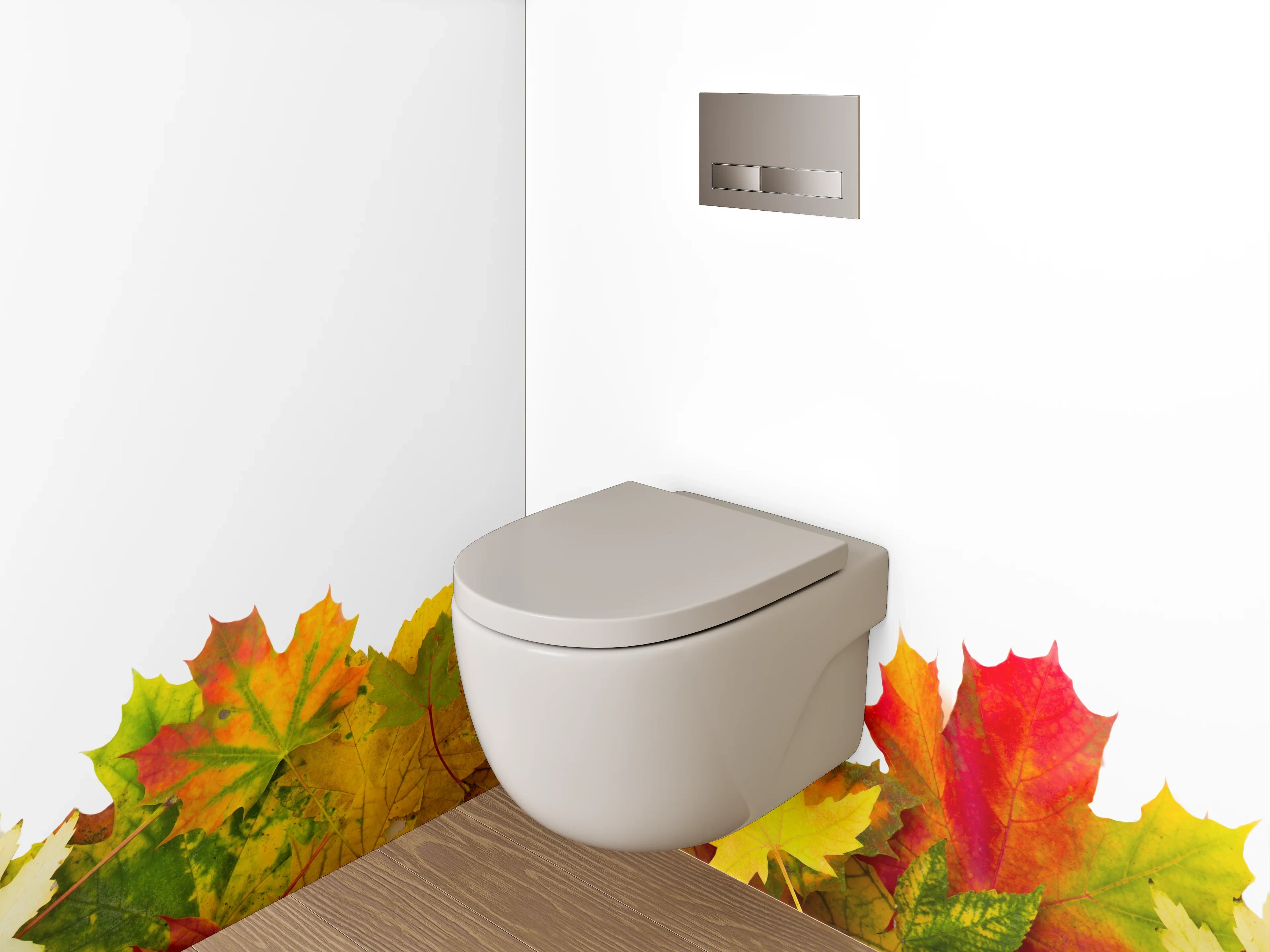 WC-Rückwand - Bunte Herbstblätter Bordüre Naturdeko