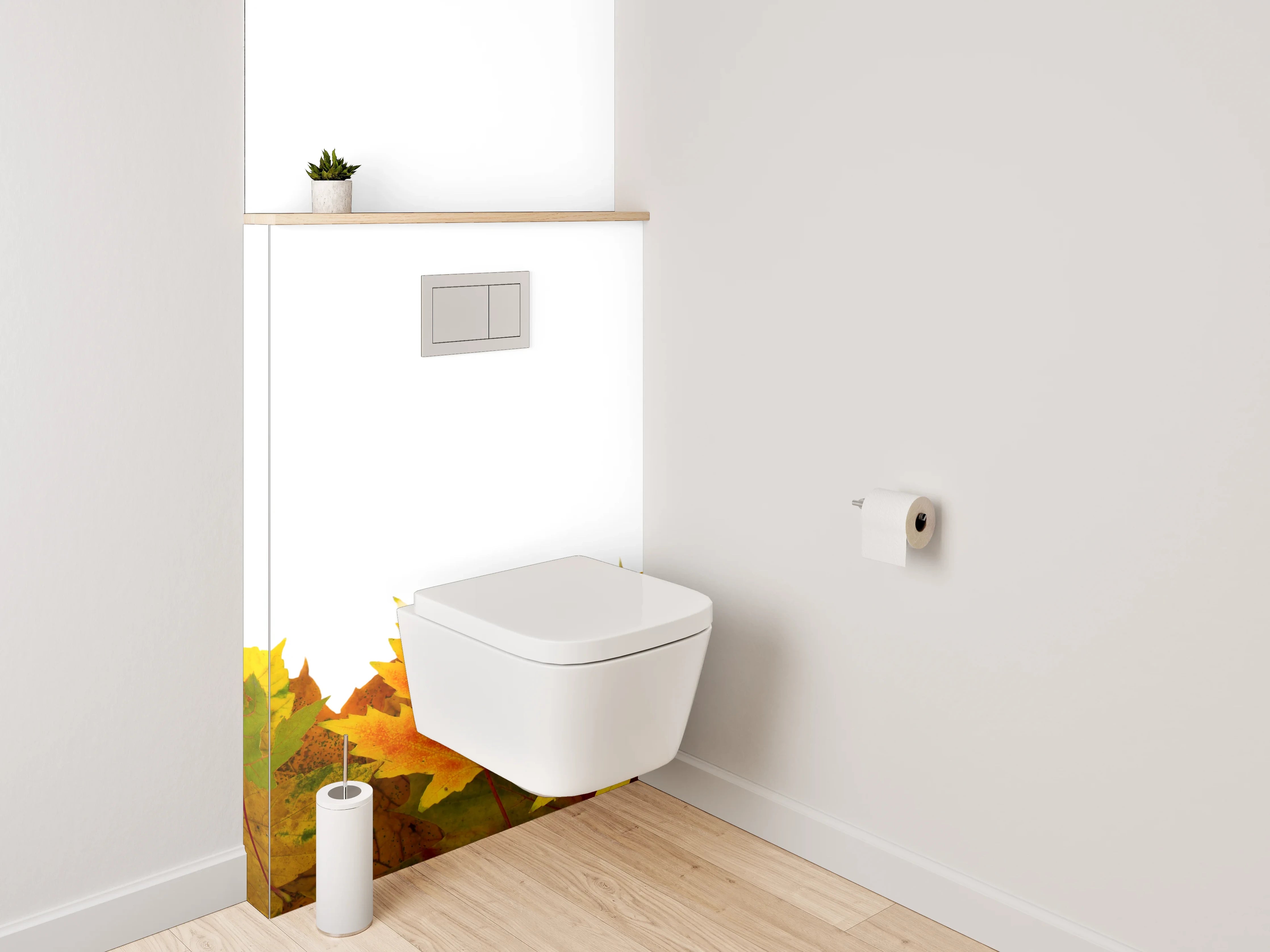 WC-Rückwand - Bunte Herbstblätter Bordüre Naturdeko