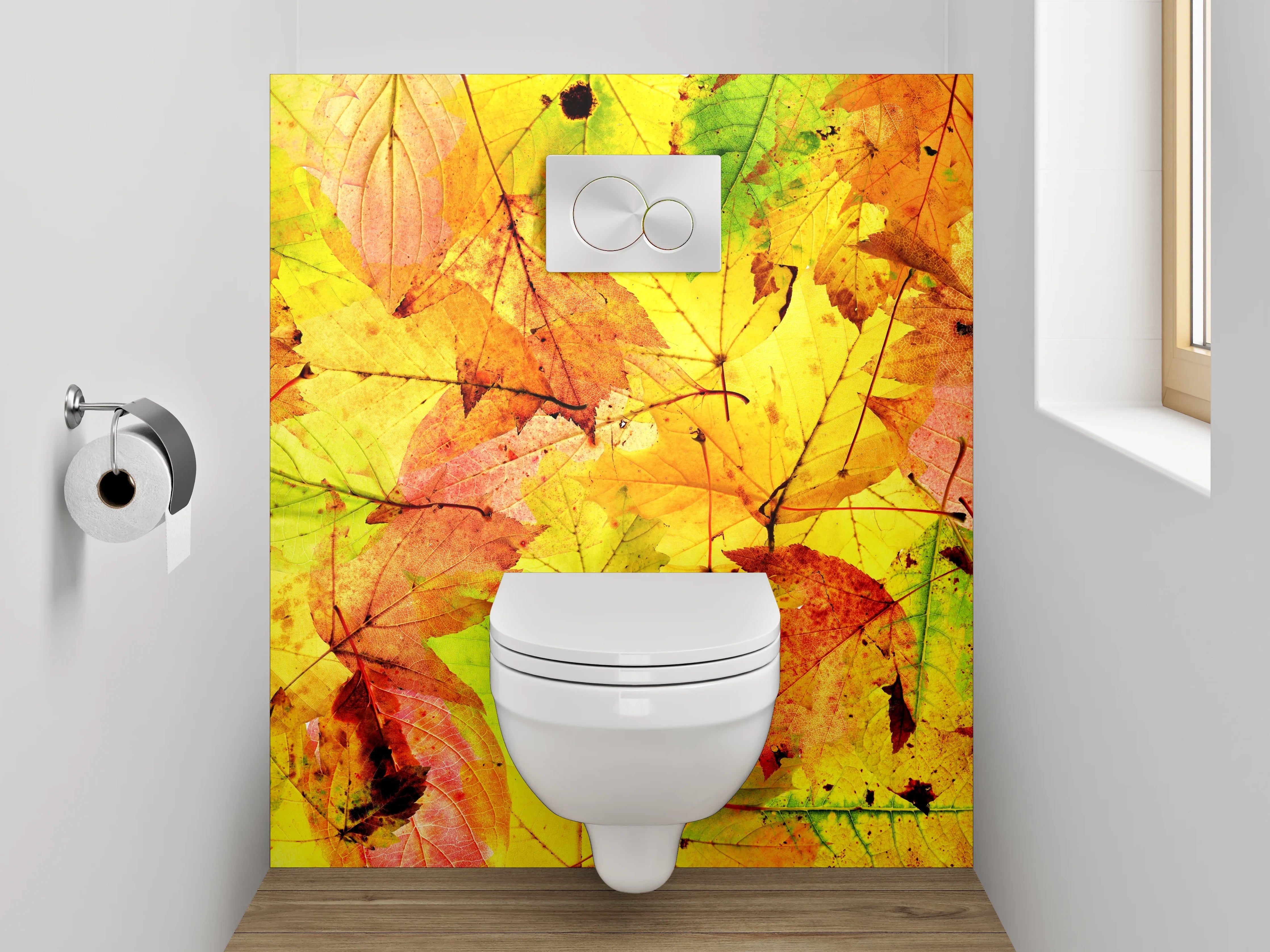 WC-Rückwand - Bunte Herbstblätter – Natur Collage