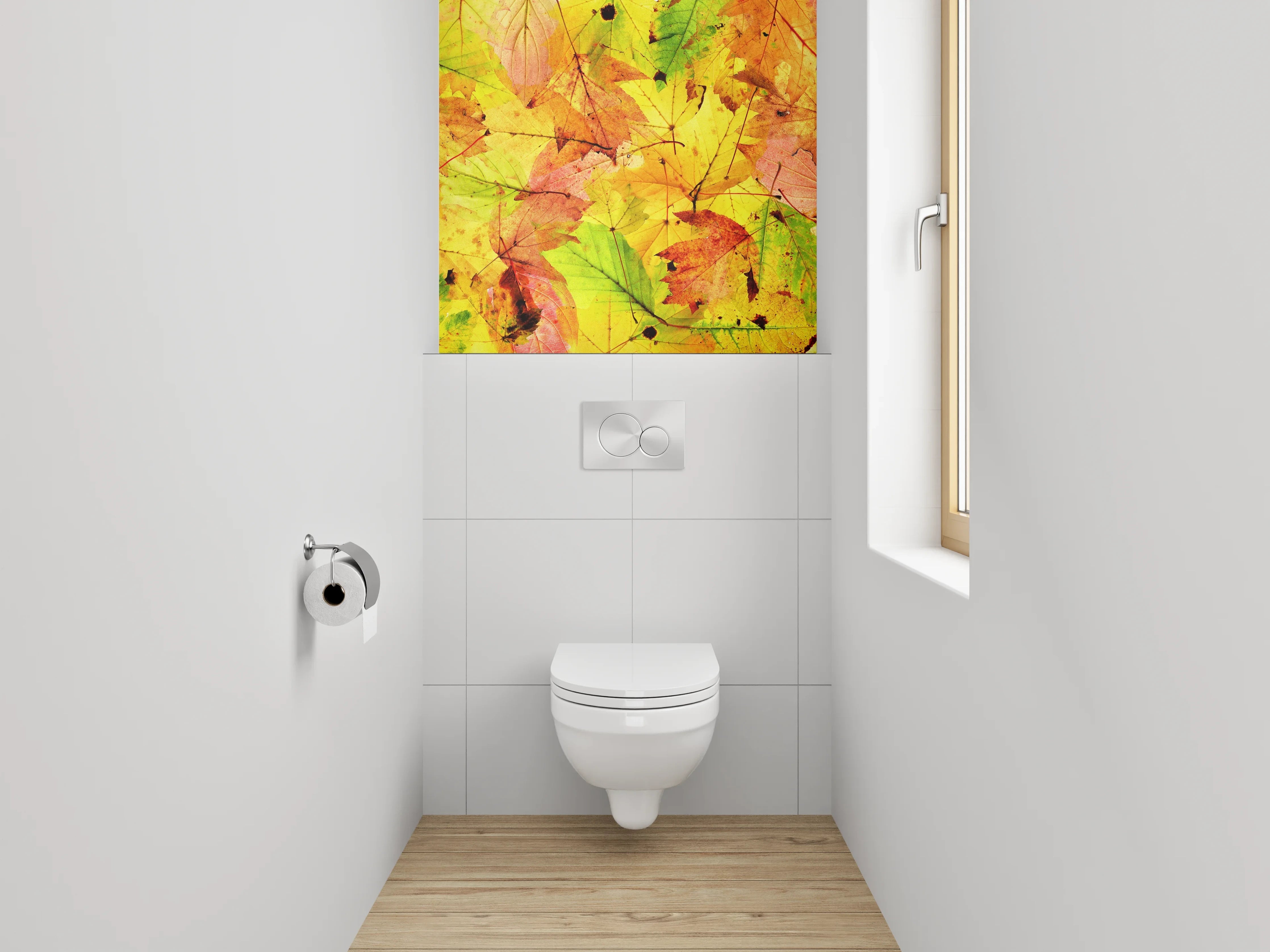 WC-Rückwand - Bunte Herbstblätter – Natur Collage