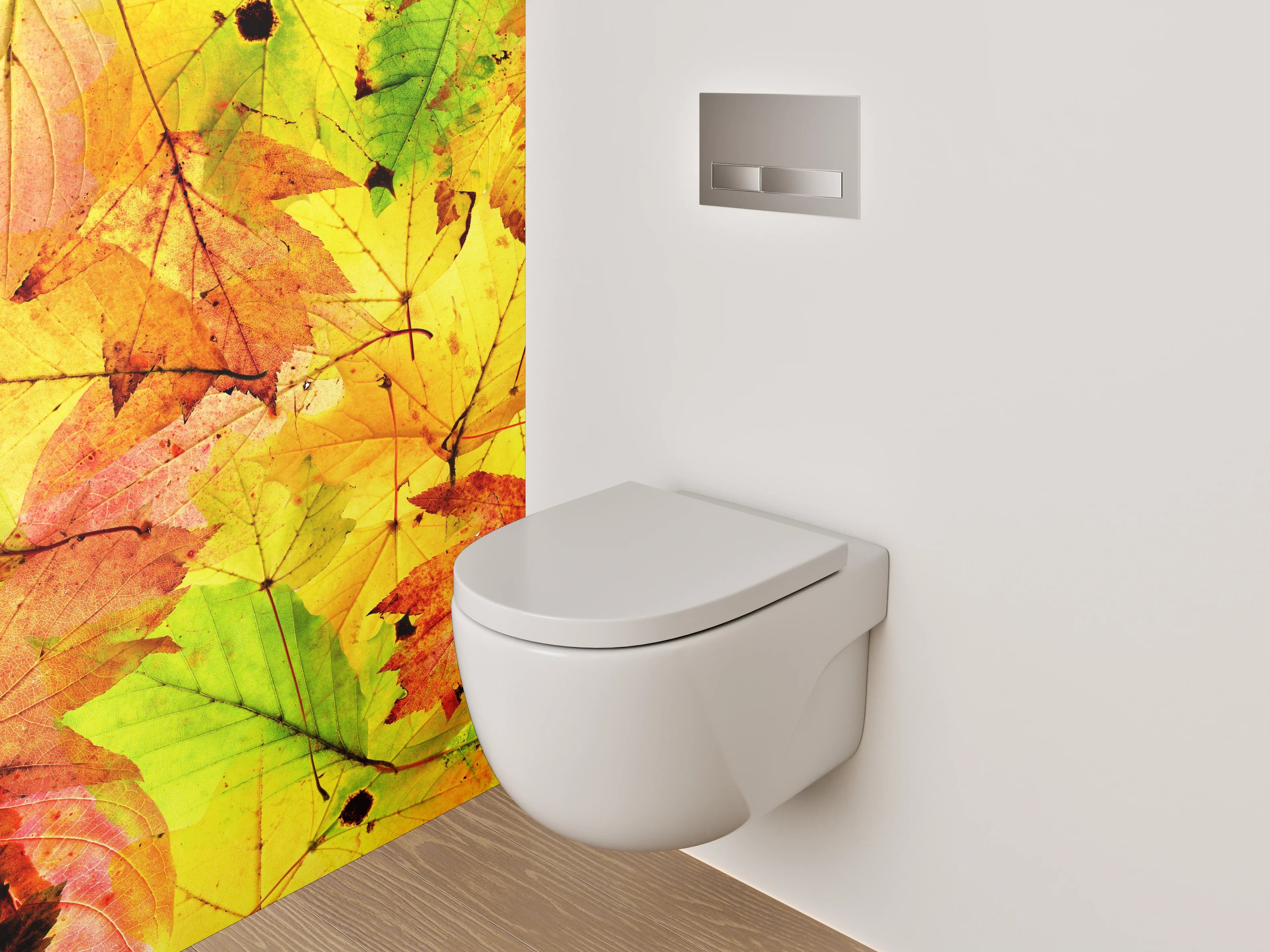 WC-Rückwand - Bunte Herbstblätter – Natur Collage