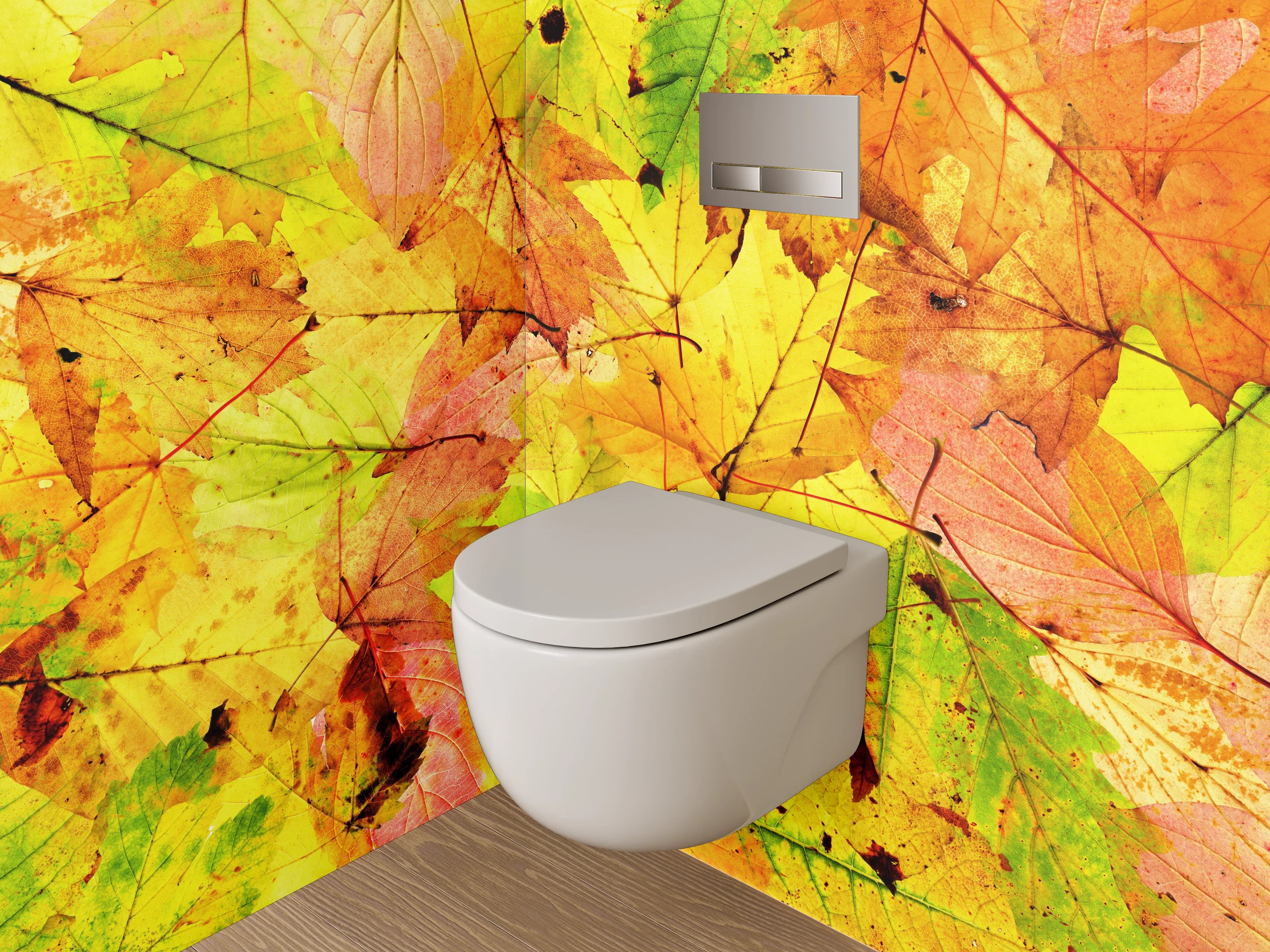WC-Rückwand - Bunte Herbstblätter – Natur Collage