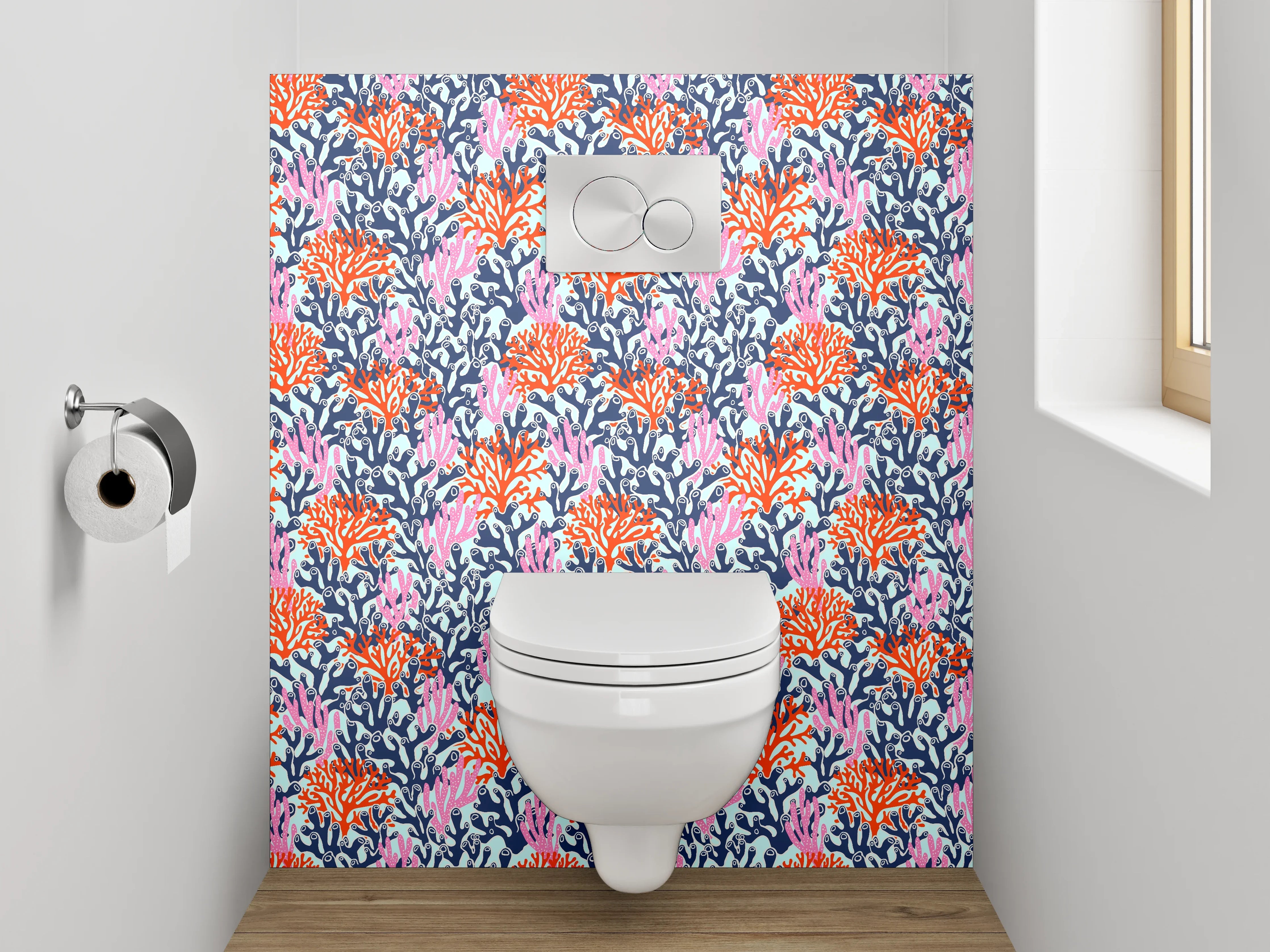 WC-Rückwand - Bunte Korallenmuster Meer Design