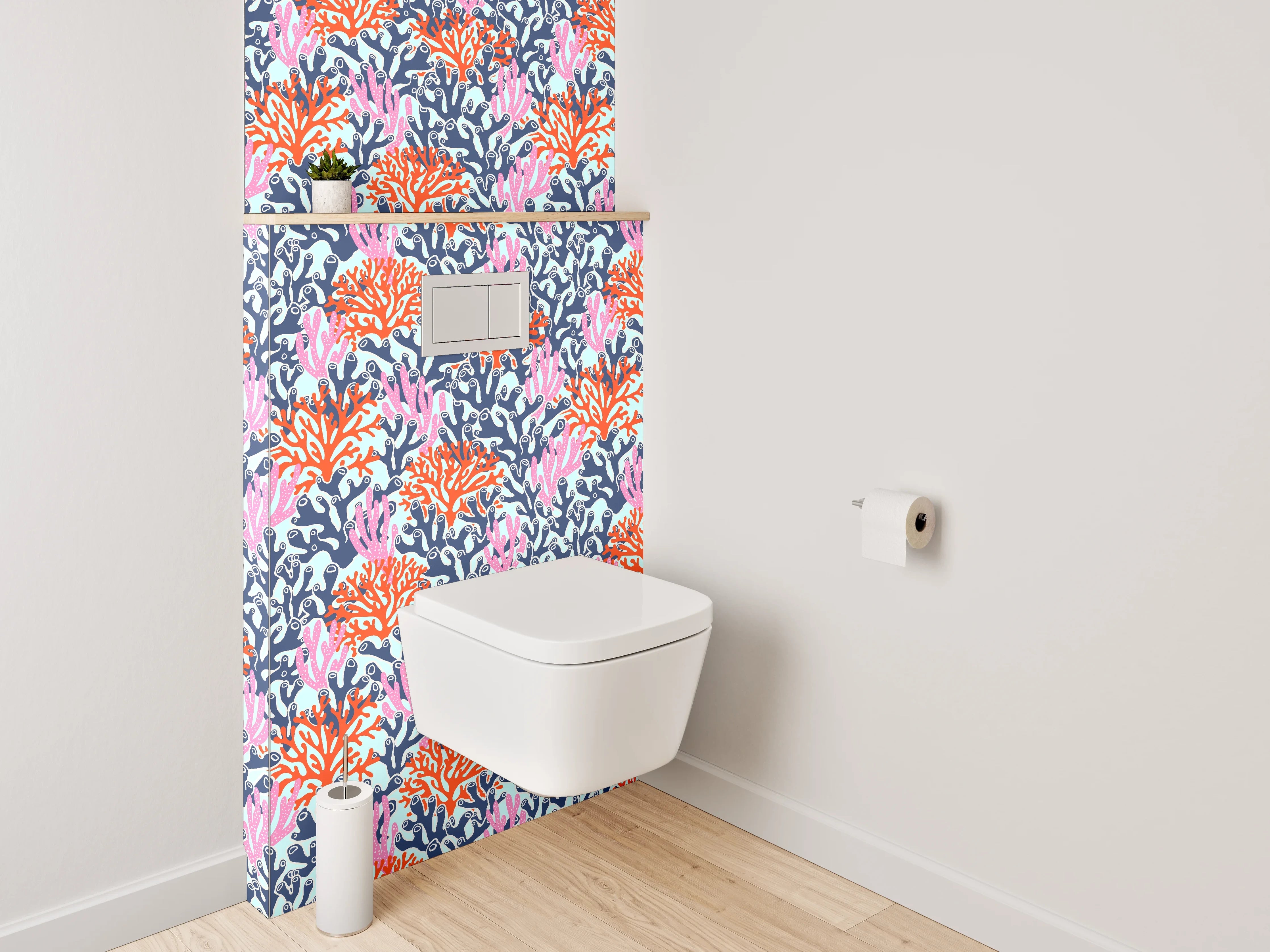 WC-Rückwand - Bunte Korallenmuster Meer Design