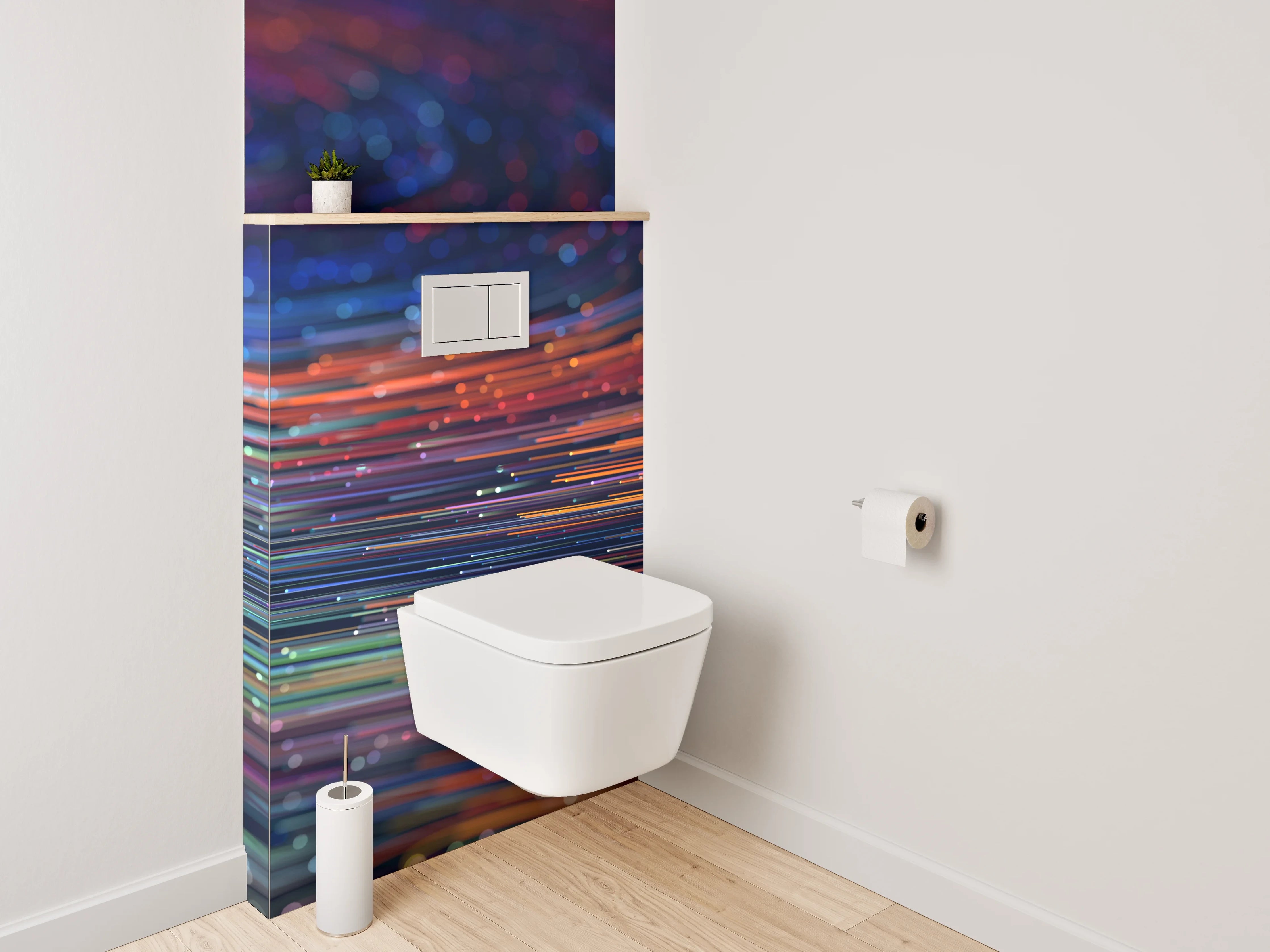 WC-Rückwand - Bunte Lichtwellen in Bewegung