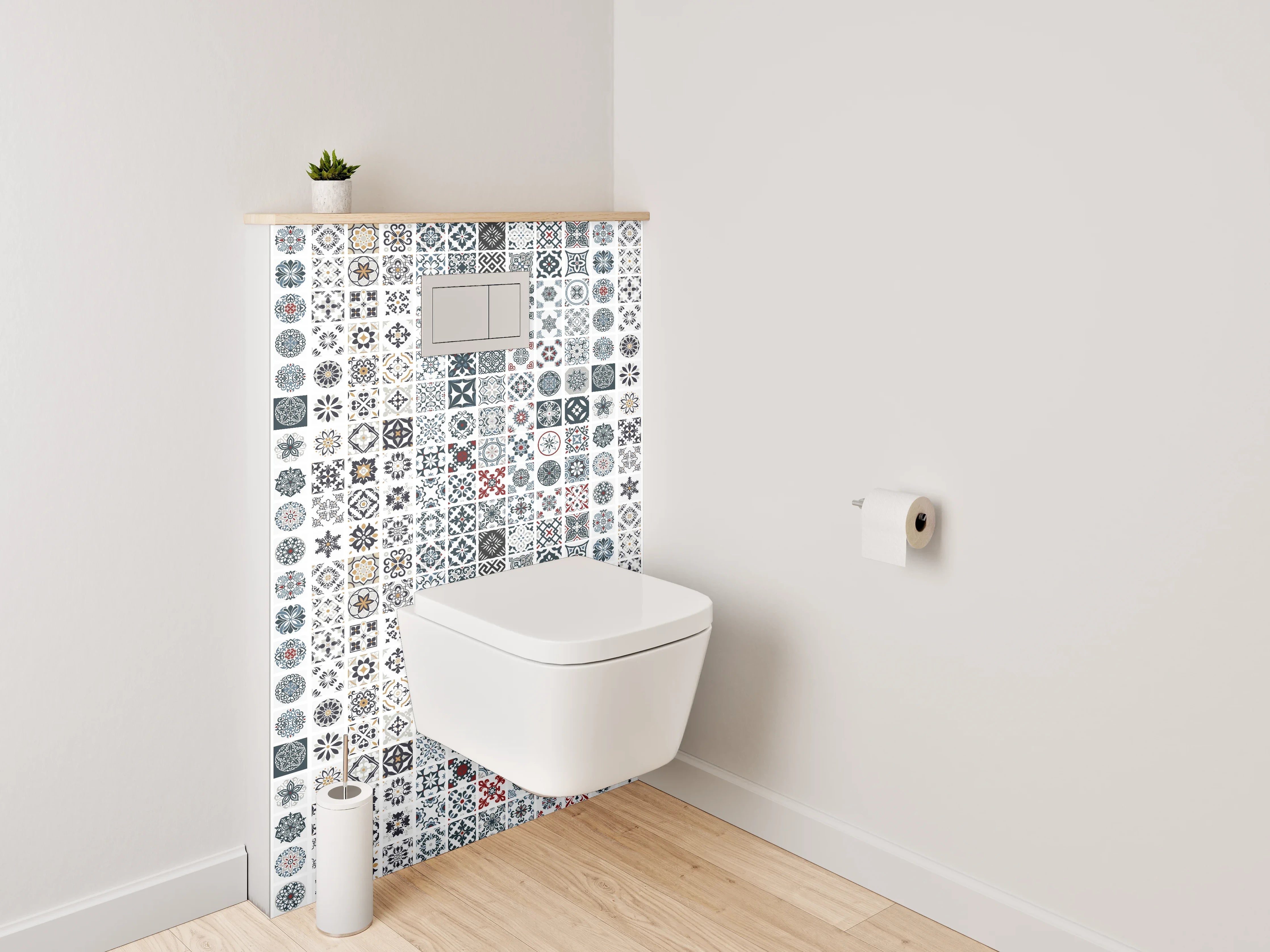 WC-Rückwand - Bunte Mosaikfliesen Muster Vintage Retro