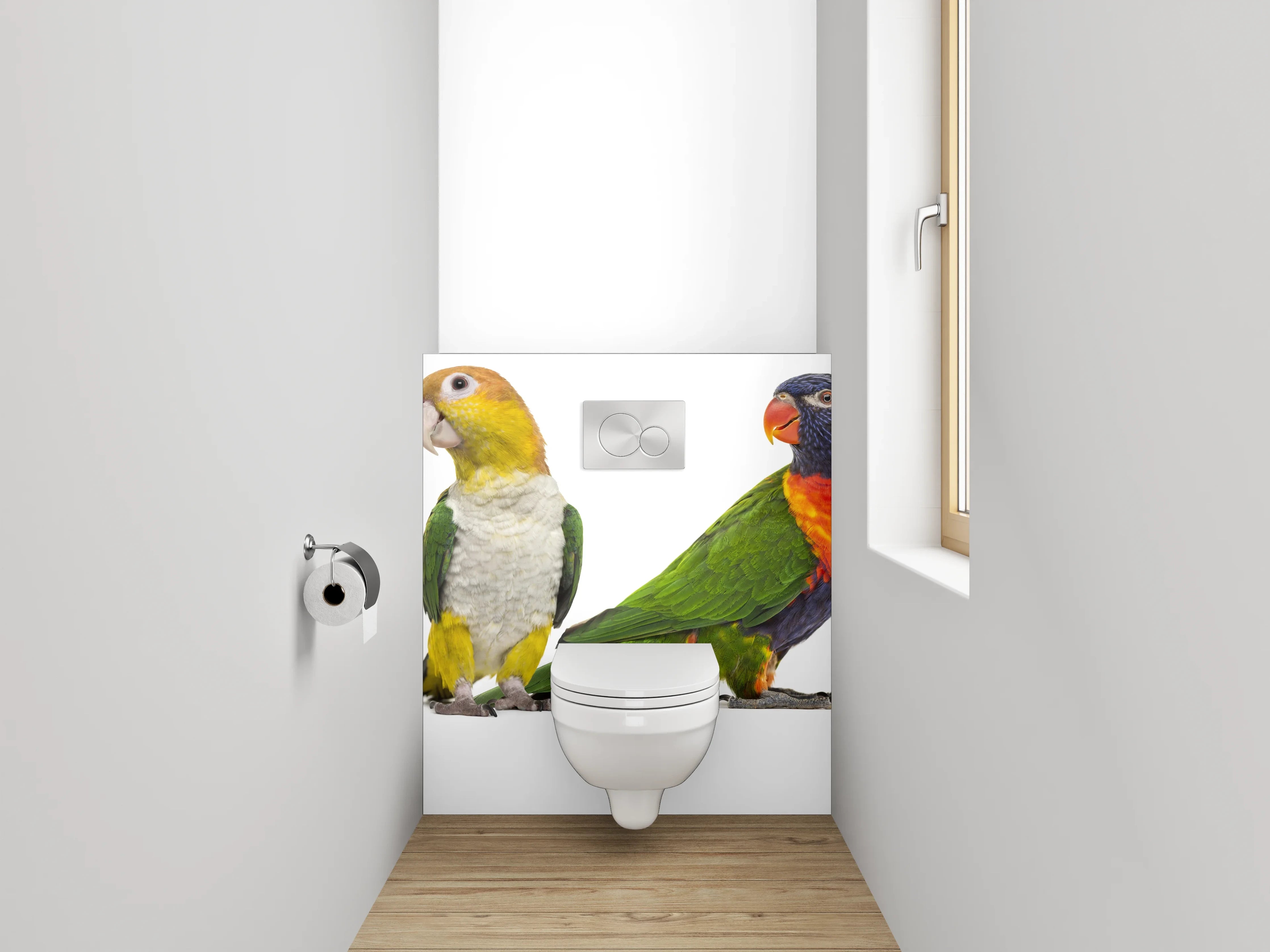 WC-Rückwand - Bunte Papageien-Vielfalt