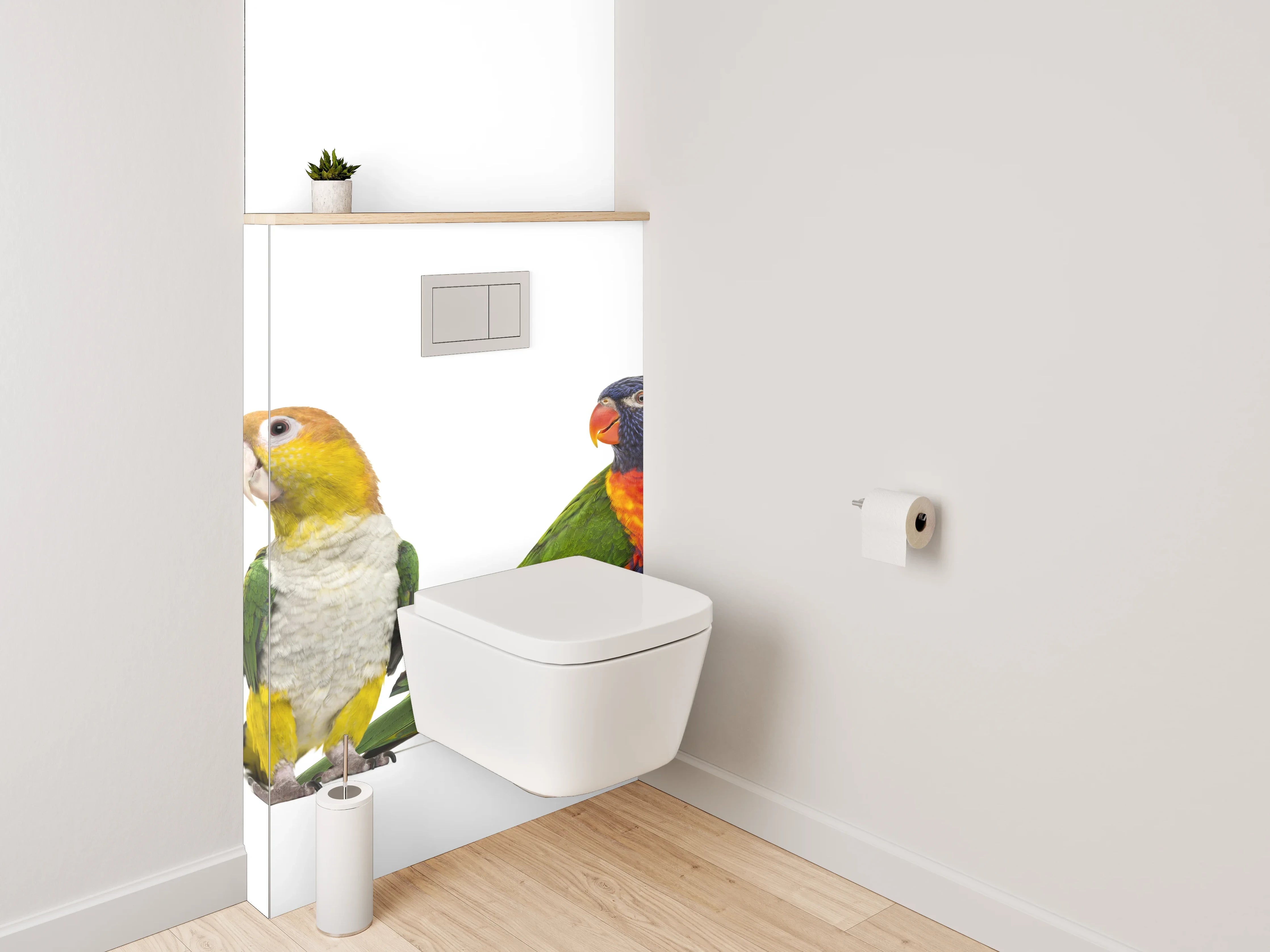 WC-Rückwand - Bunte Papageien-Vielfalt