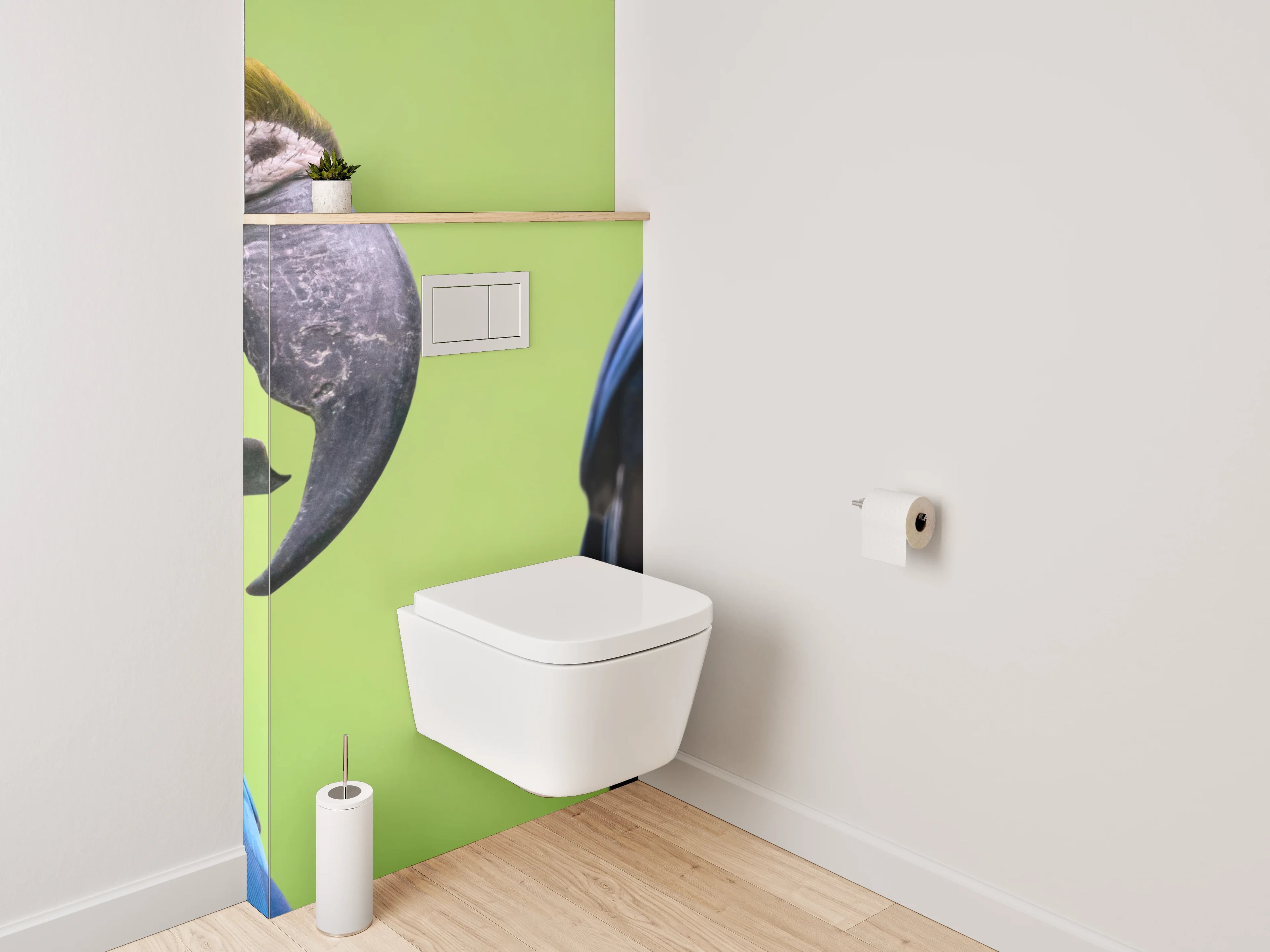 WC-Rückwand - Bunte Papageien auf Tropenast